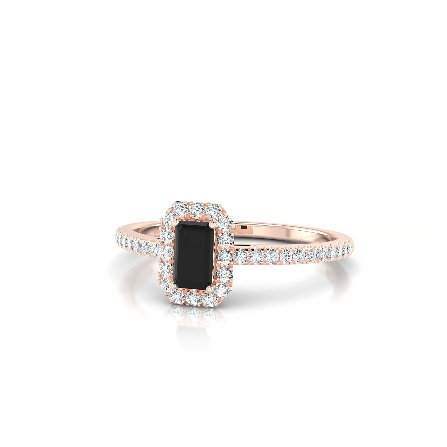 Sunrise | 18k Rose Gold 5 x 3 mm Emerald Black Diamond Ring