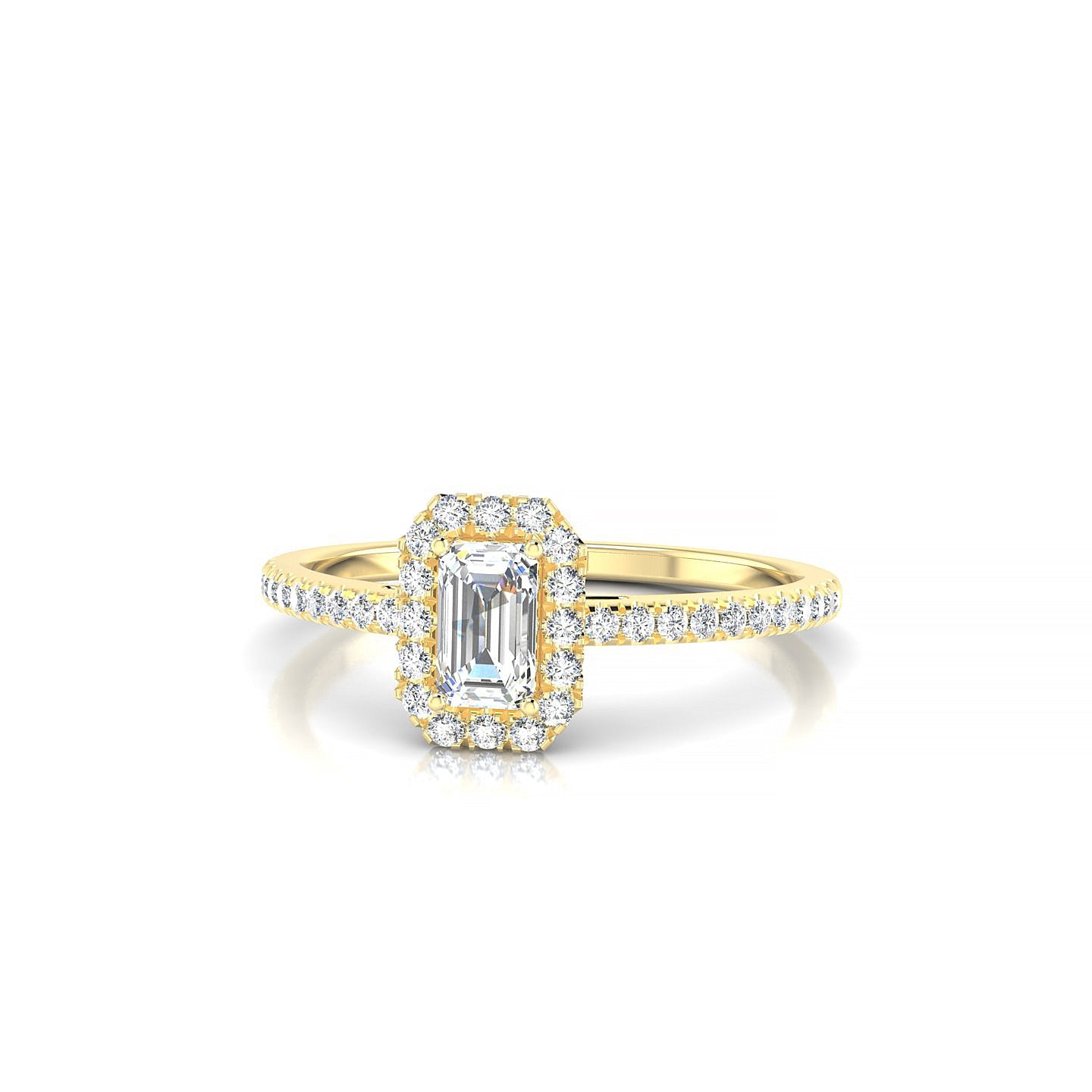 Sunrise | 18k Yellow Gold 5 x 3 mm Emerald Diamond Ring