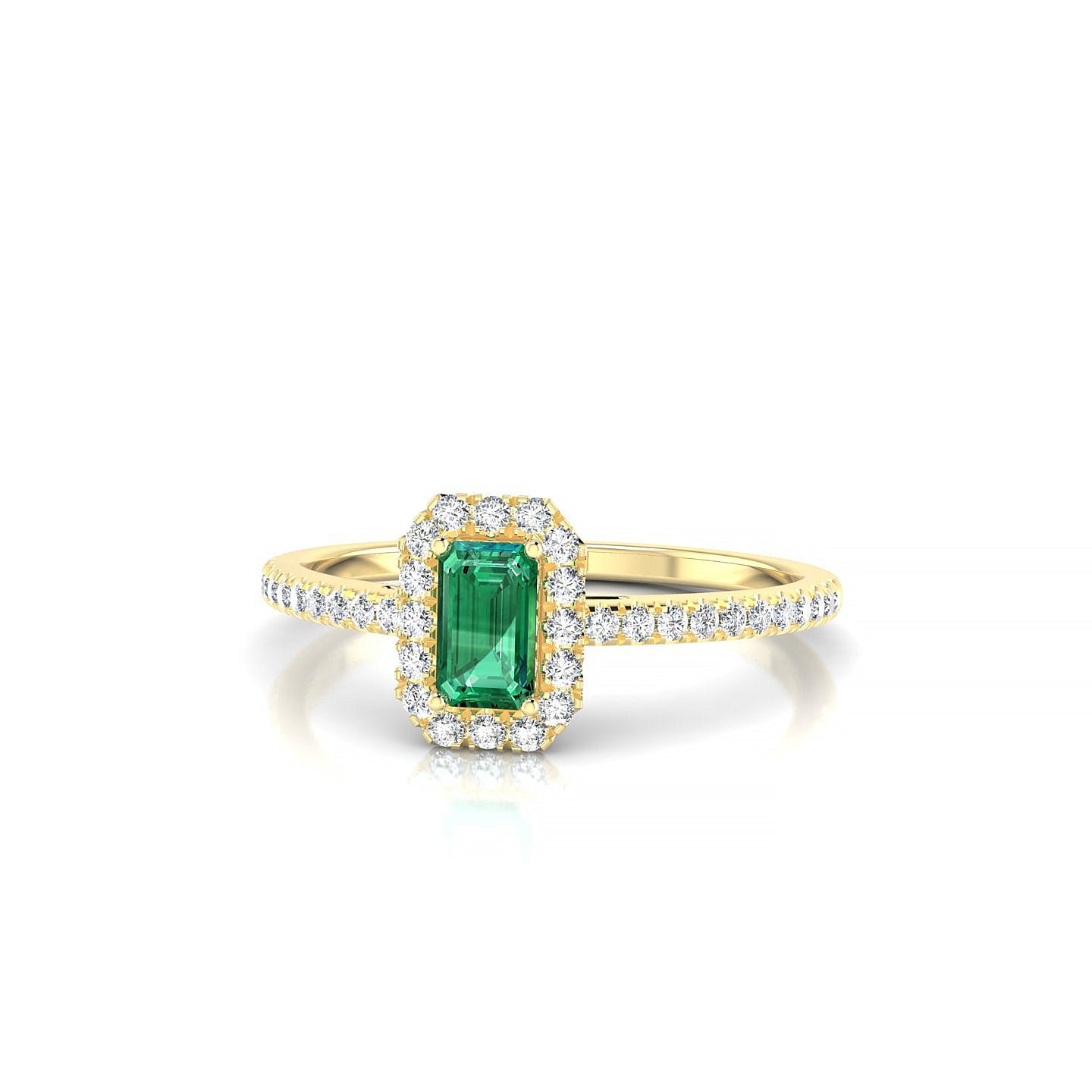 Sunrise | 18k Yellow Gold 5 x 3 mm Emerald Emerald Ring