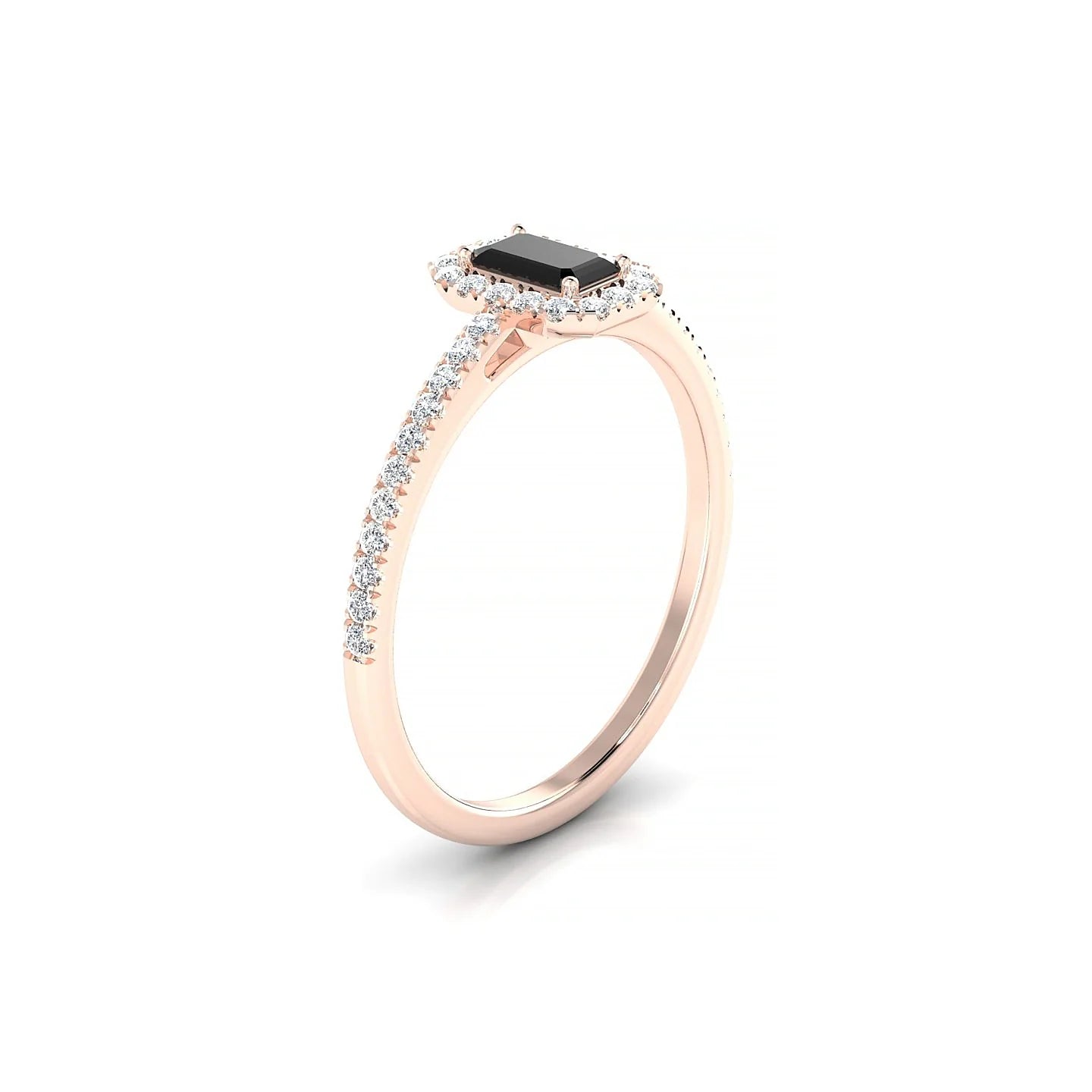 Sunrise | 18k Rose Gold 5 x 3 mm Emerald Black Diamond Ring