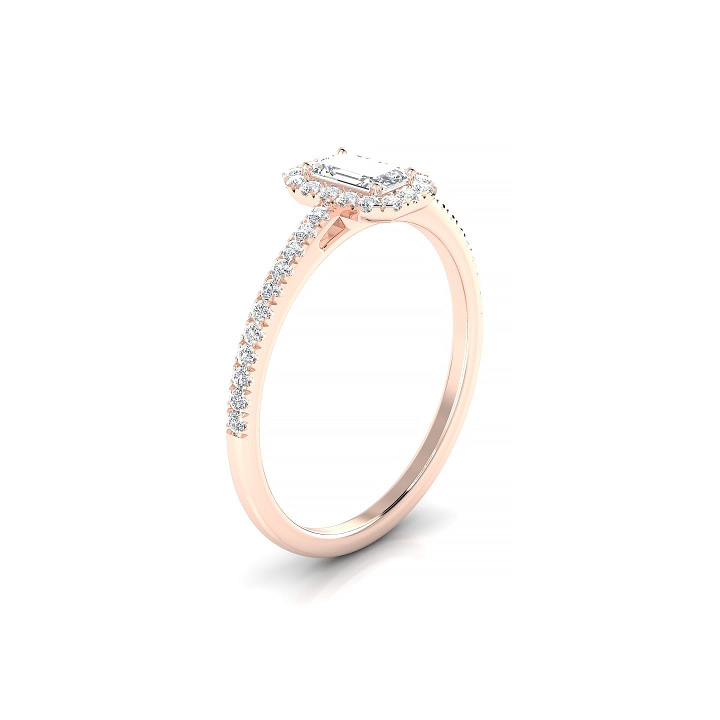 Sunrise | 18k Rose Gold 5 x 3 mm Emerald Diamond Ring