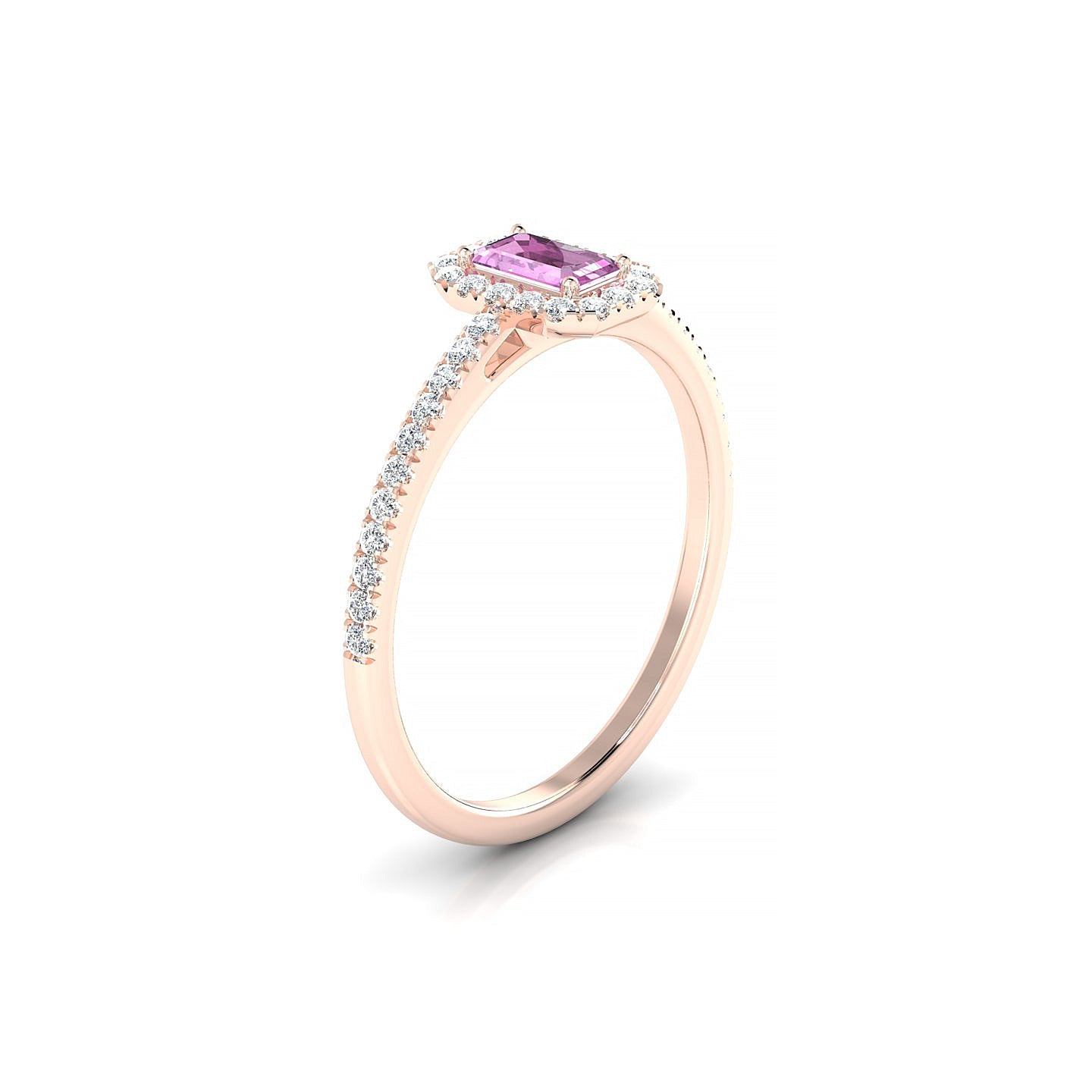 Sunrise | 18k Rose Gold 5 x 3 mm Emerald Pink Sapphire Ring