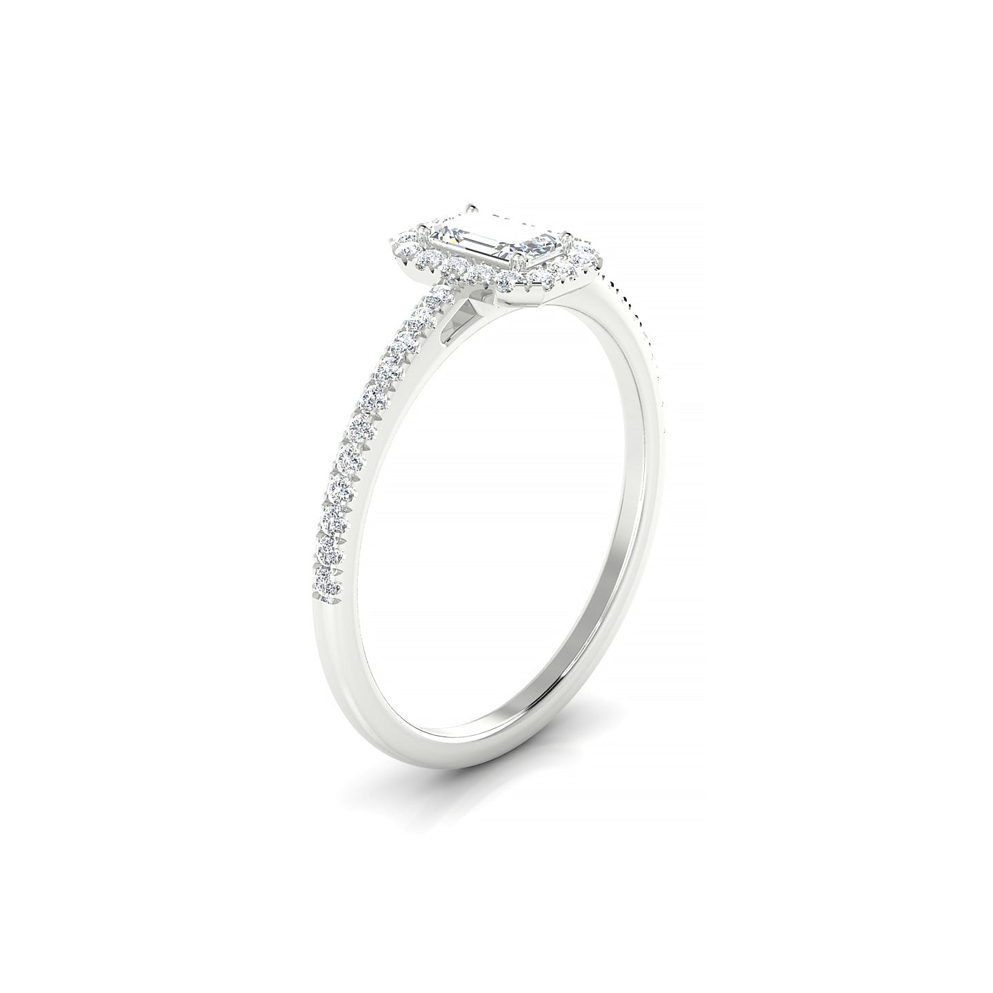 Sunrise | 18k White Gold 5 x 3 mm Emerald Diamond Ring