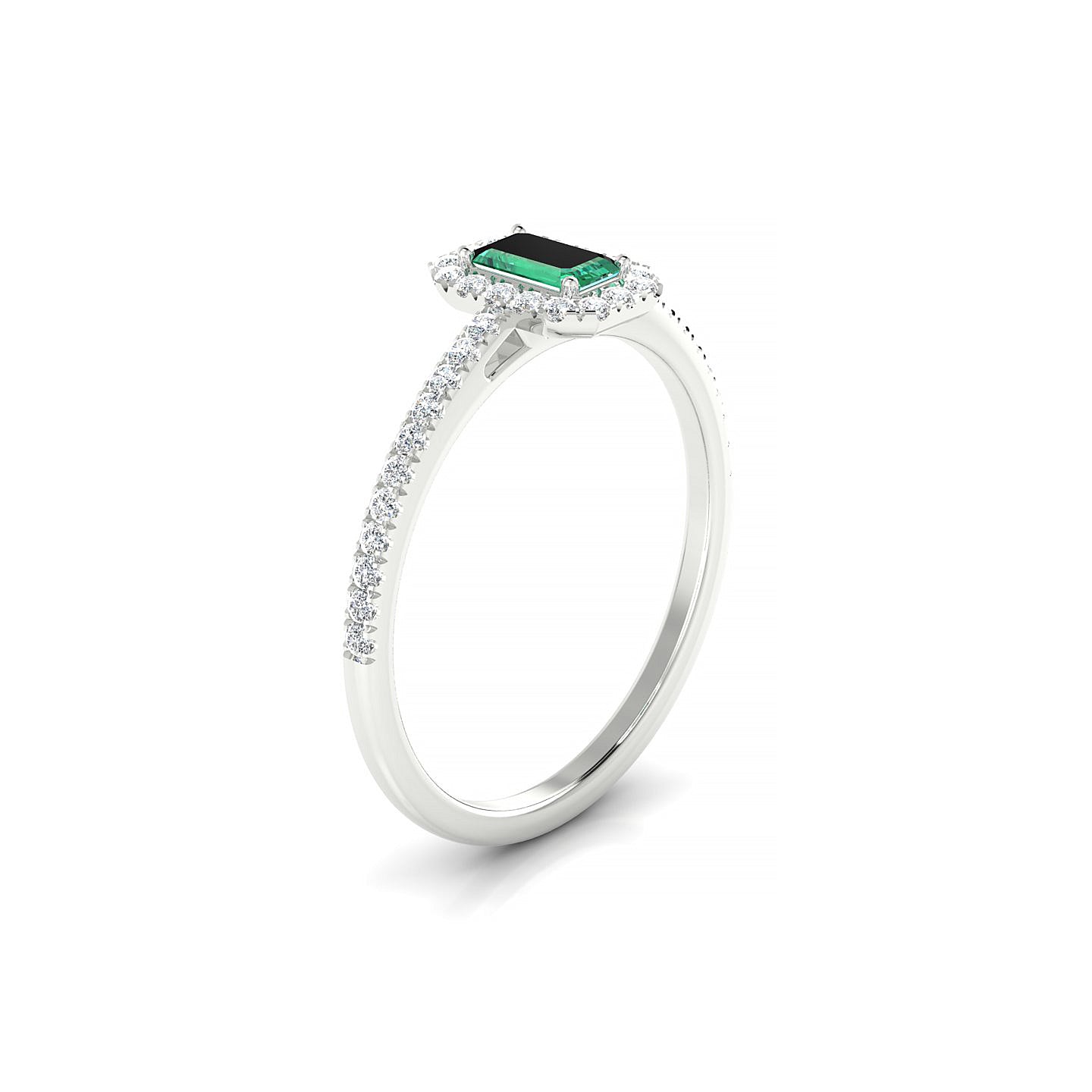 Sunrise | 18k White Gold 5 x 3 mm Emerald Emerald Ring