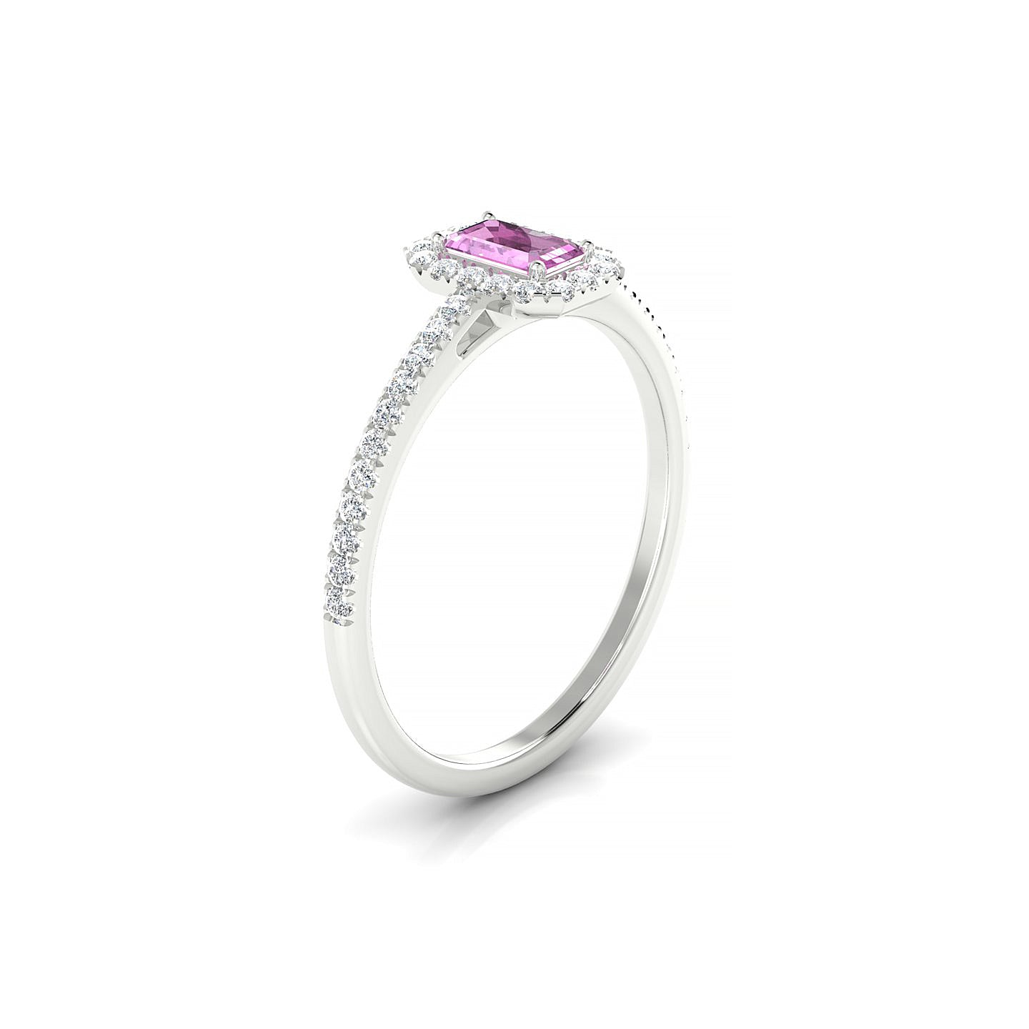 Sunrise | 18k White Gold 5 x 3 mm Emerald Pink Sapphire Ring