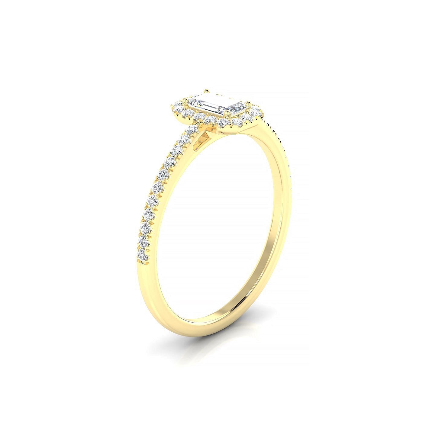 Sunrise | 18k Yellow Gold 5 x 3 mm Emerald Diamond Ring