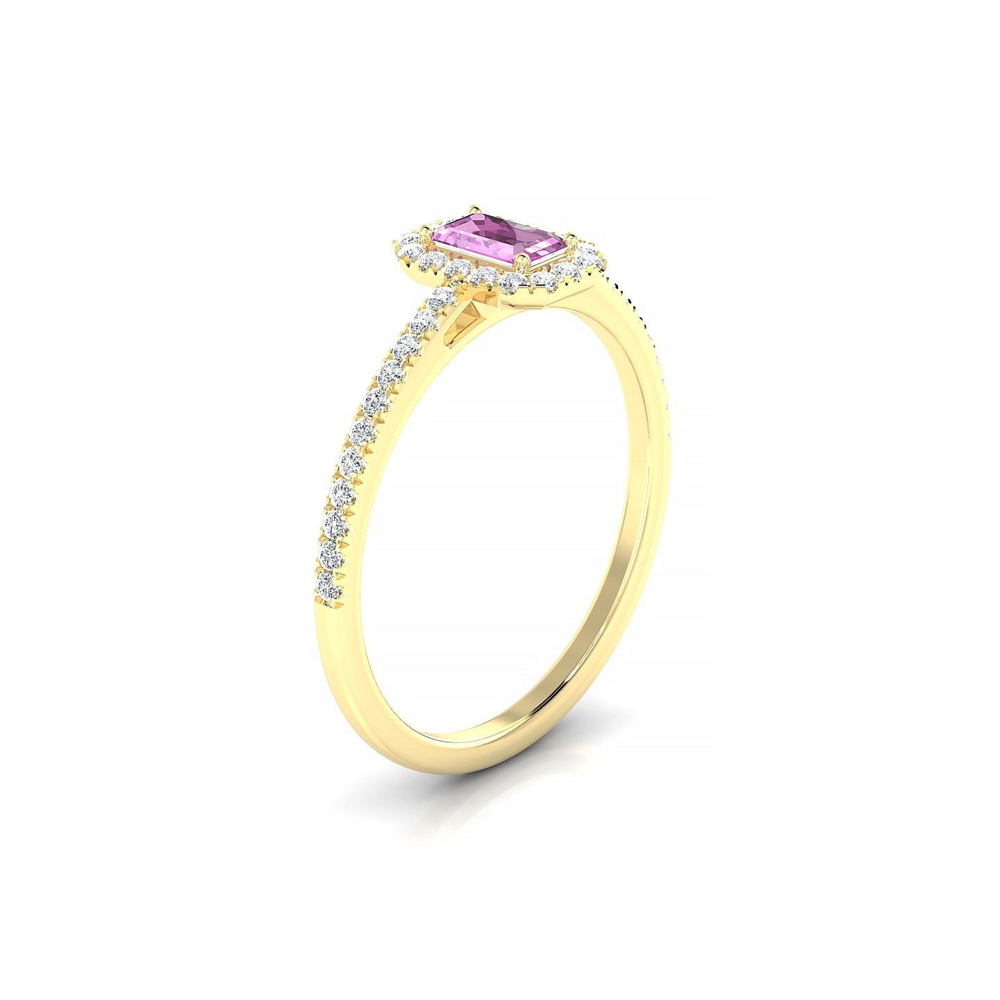 Sunrise | 18k Yellow Gold 5 x 3 mm Emerald Pink Sapphire Ring