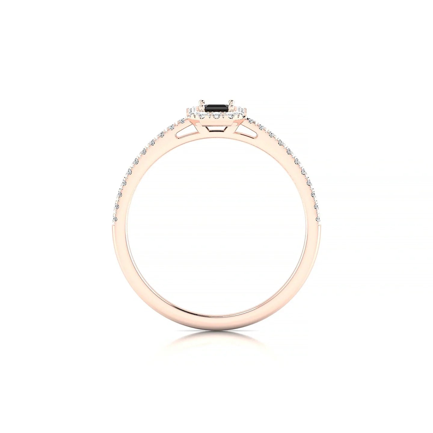 Sunrise | 18k Rose Gold 5 x 3 mm Emerald Black Diamond Ring