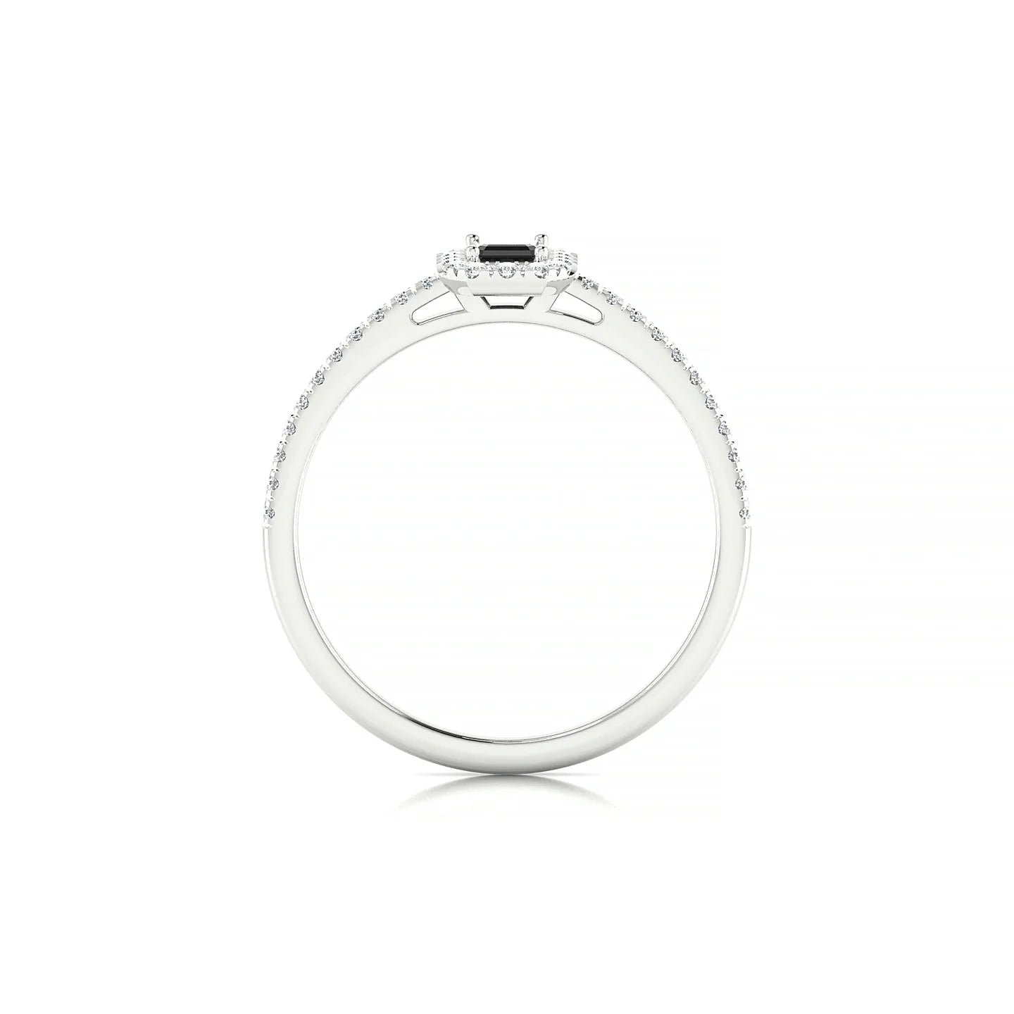 Sunrise | 18k White Gold 5 x 3 mm Emerald Black Diamond Ring