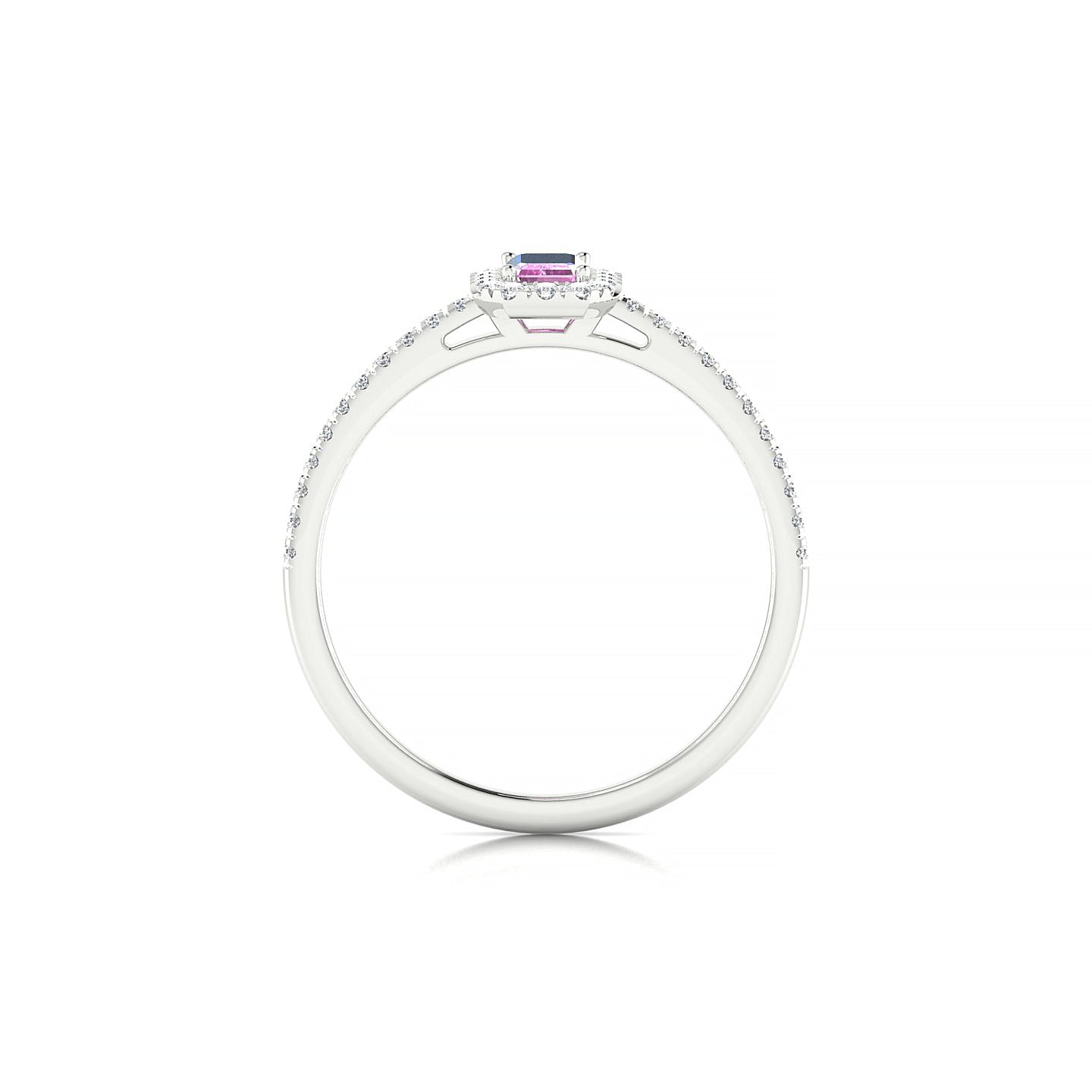 Sunrise | 18k White Gold 5 x 3 mm Emerald Pink Sapphire Ring