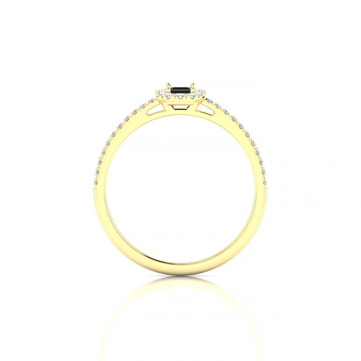 Sunrise | 18k Yellow Gold 5 x 3 mm Emerald Black Diamond Ring