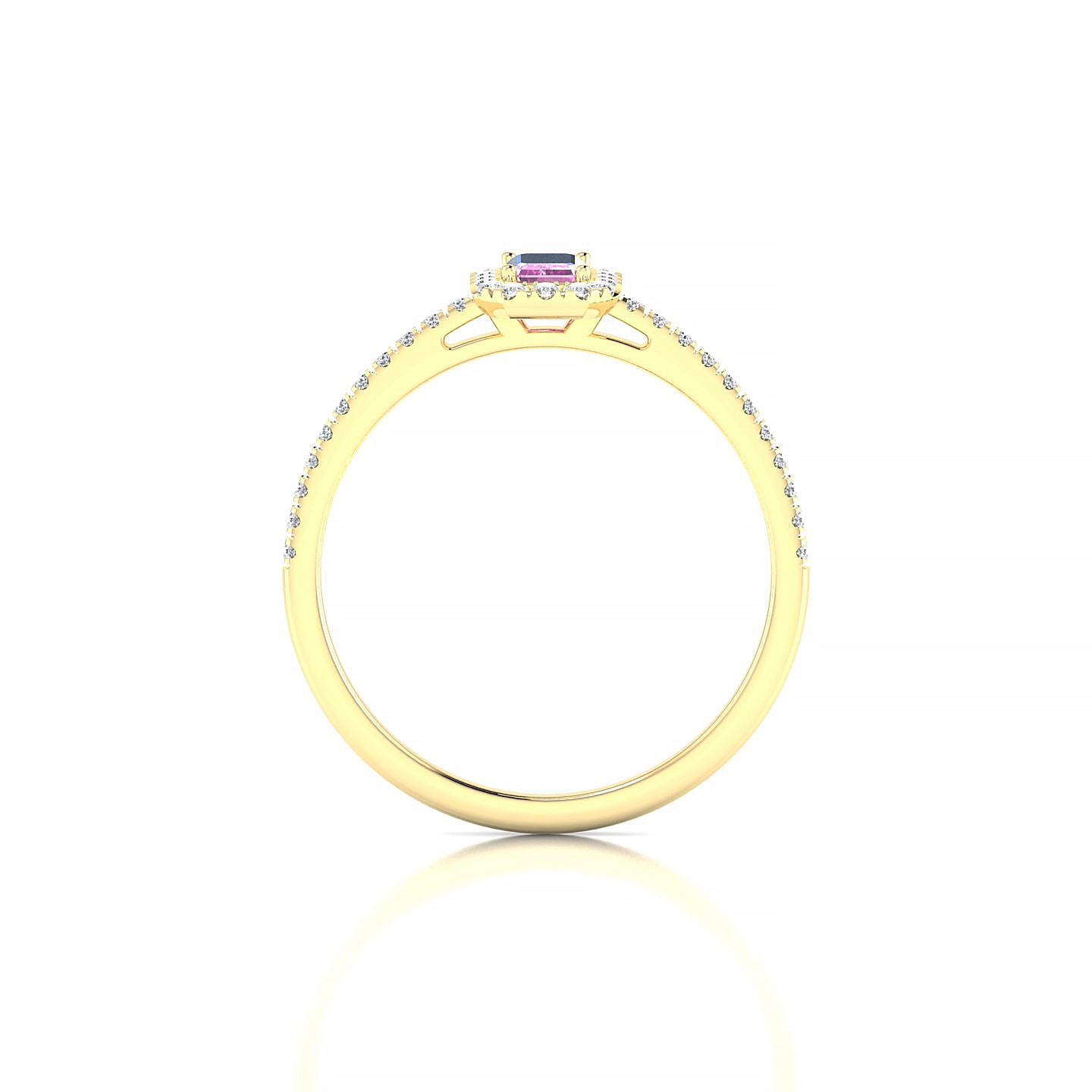 Sunrise | 18k Yellow Gold 5 x 3 mm Emerald Pink Sapphire Ring
