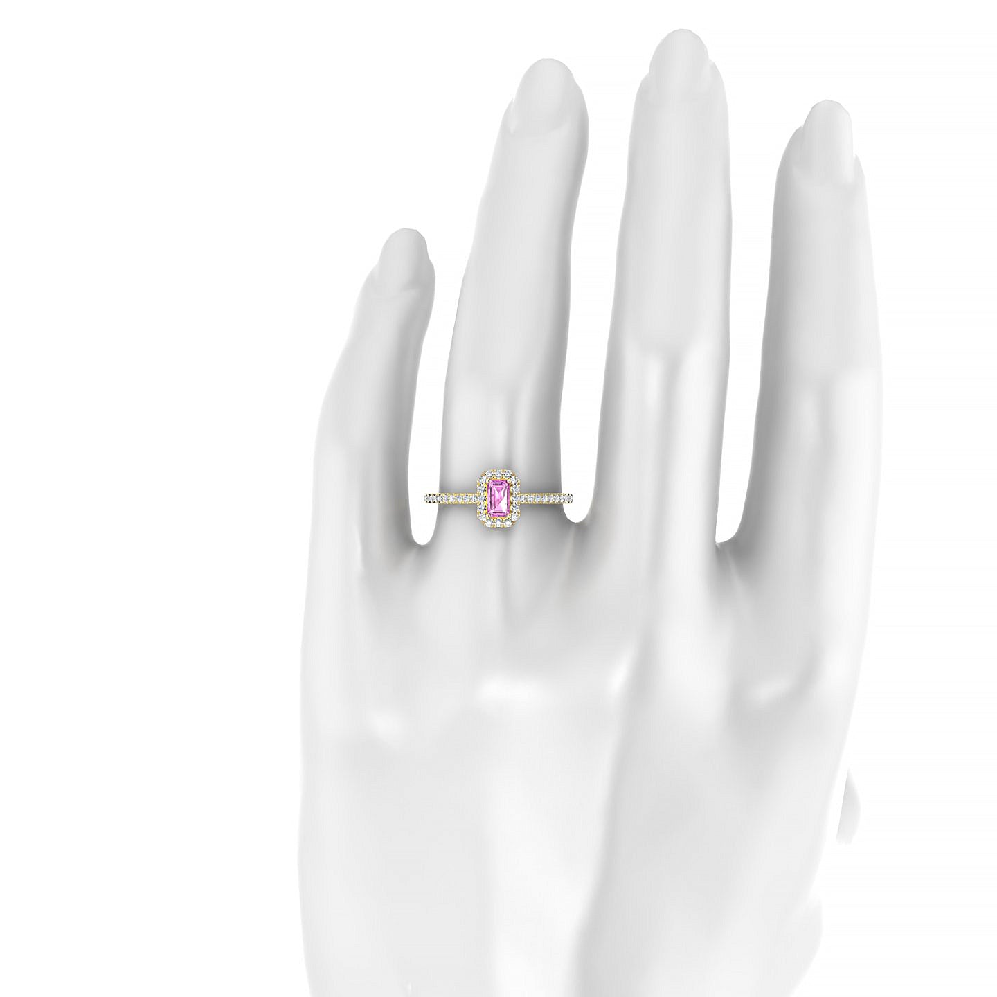 Sunrise | 18k Yellow Gold 5 x 3 mm Emerald Pink Sapphire Ring