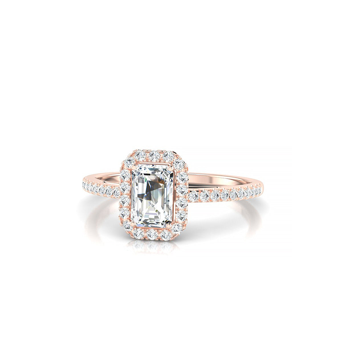 Sunrise | 18k Rose Gold 6 x 4 mm Emerald Diamond Ring