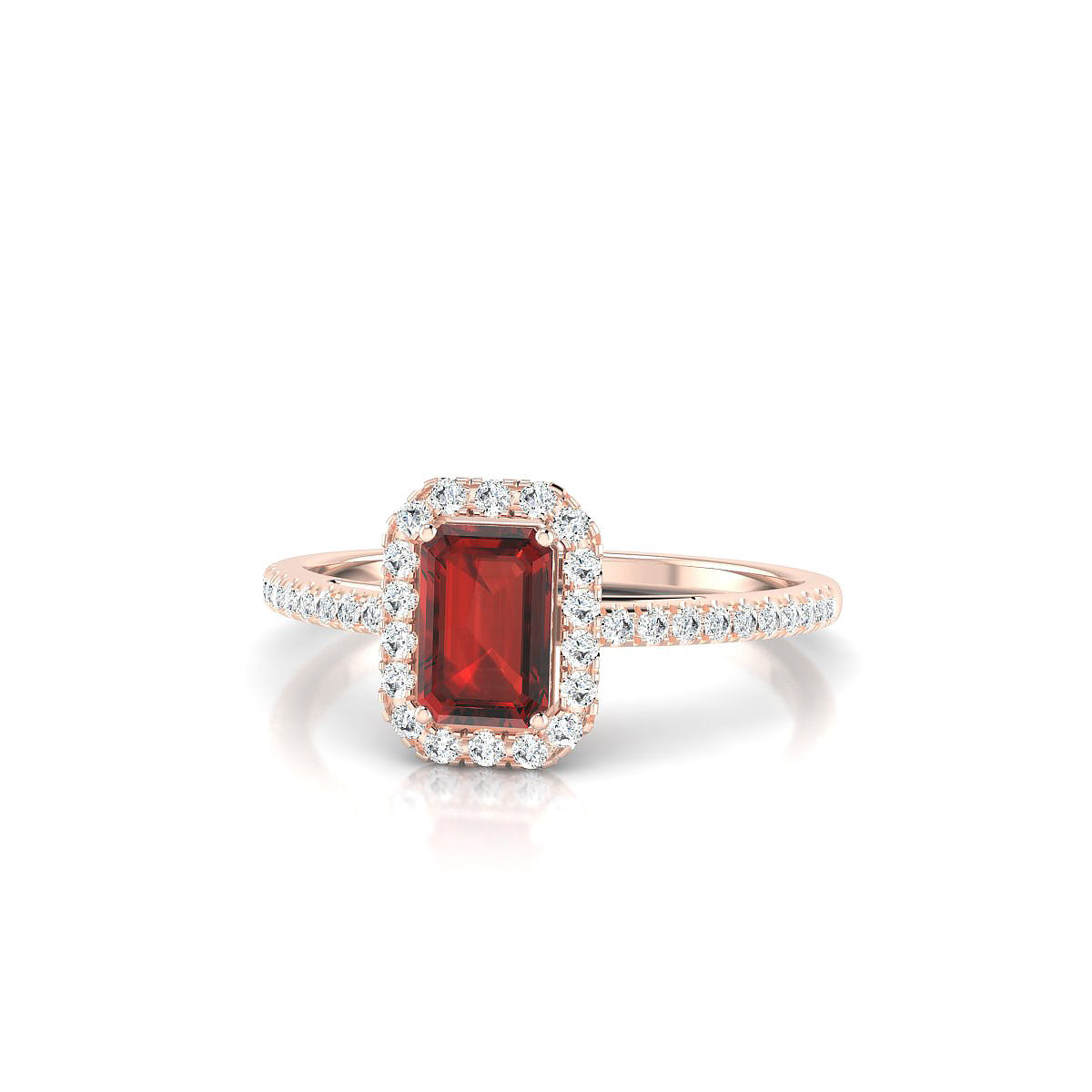 Sunrise | 18k Rose Gold 6 x 4 mm Emerald Garnet Ring