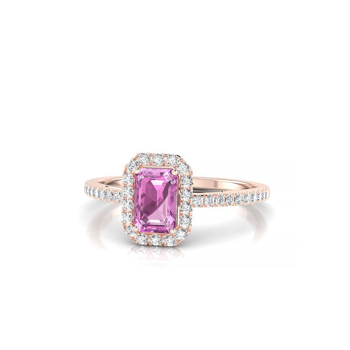 Sunrise | 18k Rose Gold 6 x 4 mm Emerald Pink Sapphire Ring