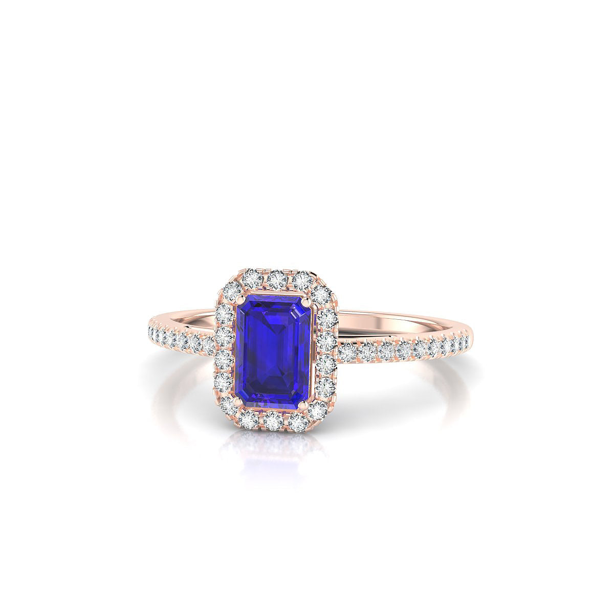 Sunrise | 18k Rose Gold 6 x 4 mm Emerald Tanzanite Ring