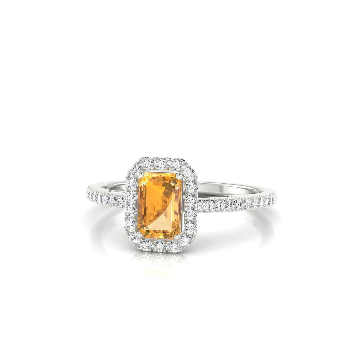 Sunrise | 18k White Gold 6 x 4 mm Emerald Citrine Ring