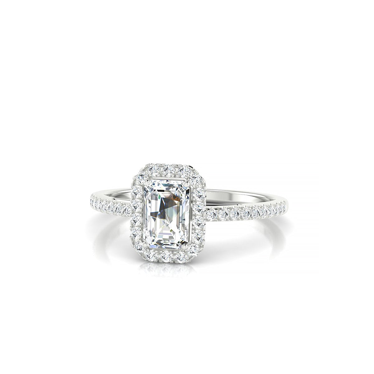 Sunrise | 18k White Gold 6 x 4 mm Emerald Diamond Ring