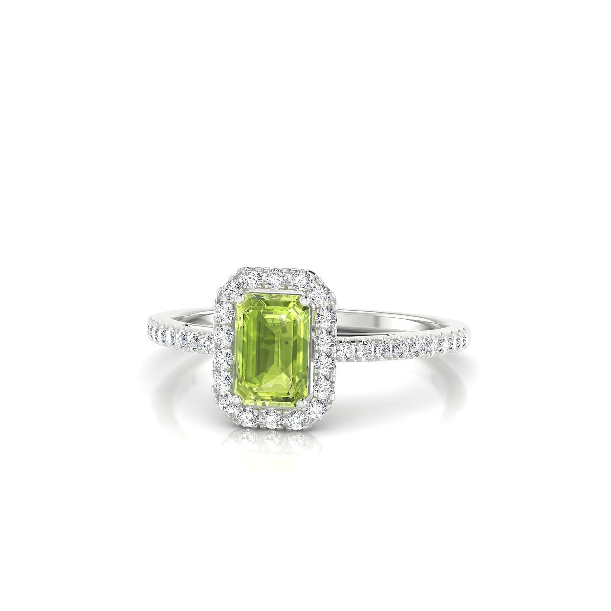 Sunrise | 18k White Gold 6 x 4 mm Emerald Peridot Ring