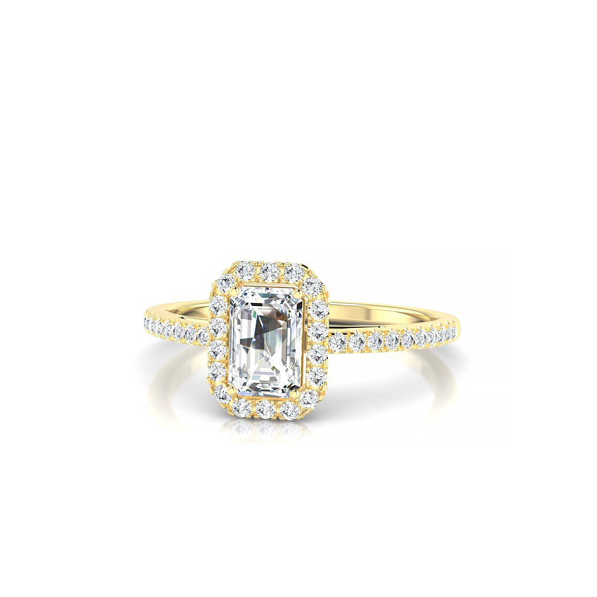Sunrise | 18k Yellow Gold 6 x 4 mm Emerald Diamond Ring