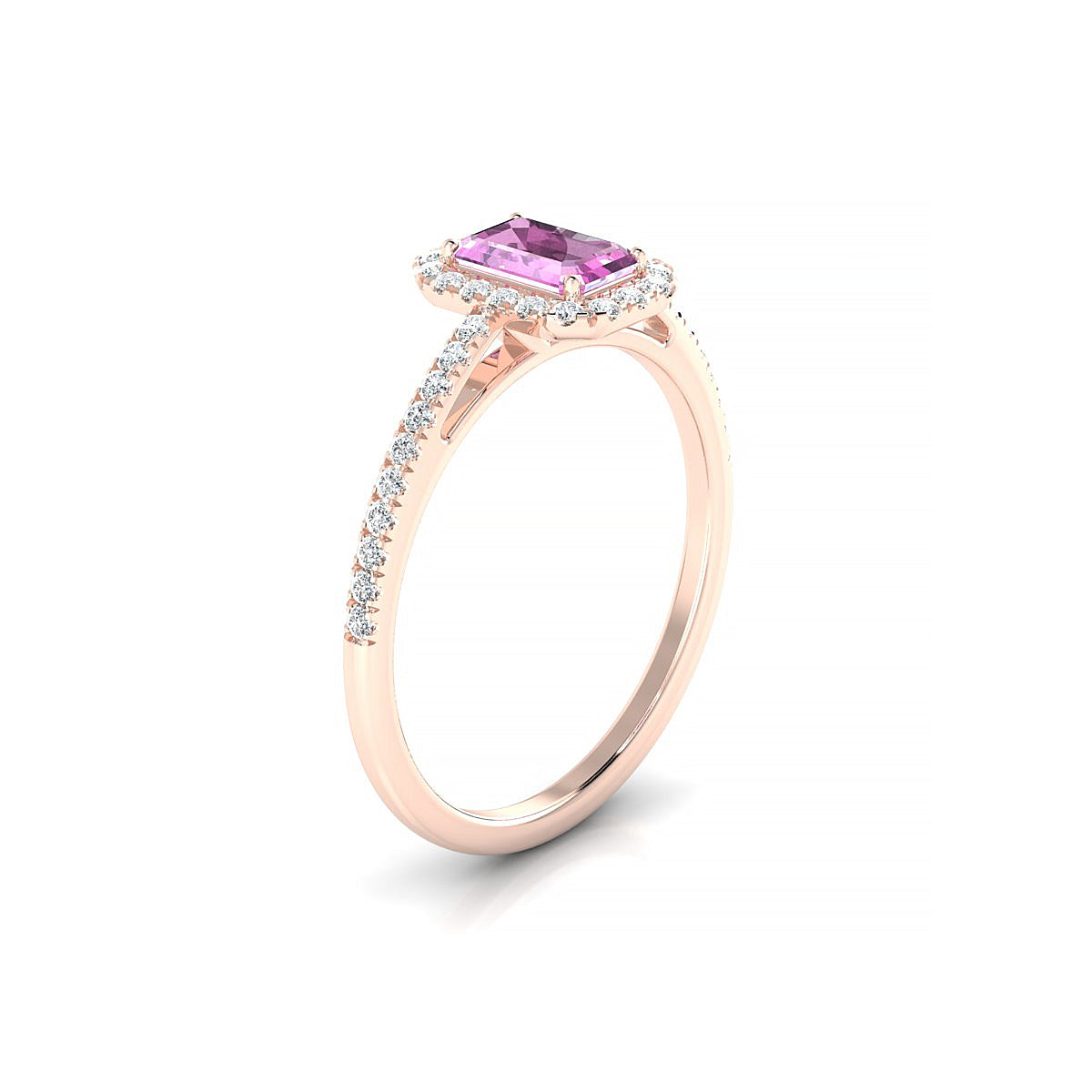 Sunrise | 18k Rose Gold 6 x 4 mm Emerald Pink Sapphire Ring