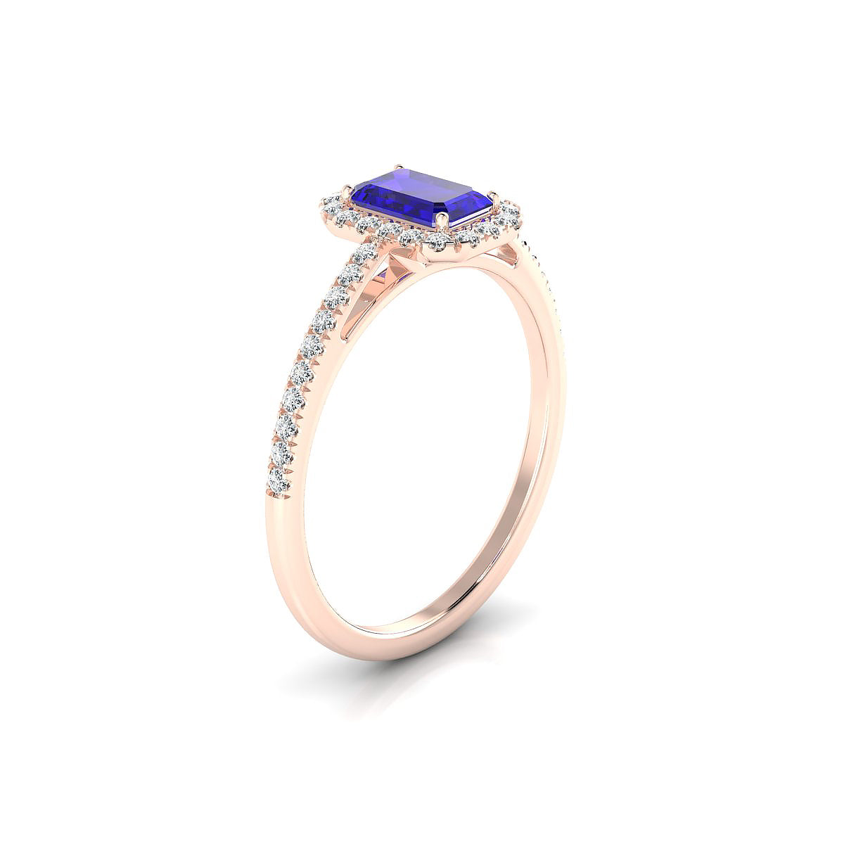 Sunrise | 18k Rose Gold 6 x 4 mm Emerald Tanzanite Ring