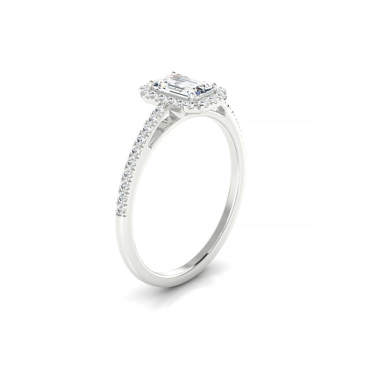 Sunrise | 18k White Gold 6 x 4 mm Emerald Diamond Ring