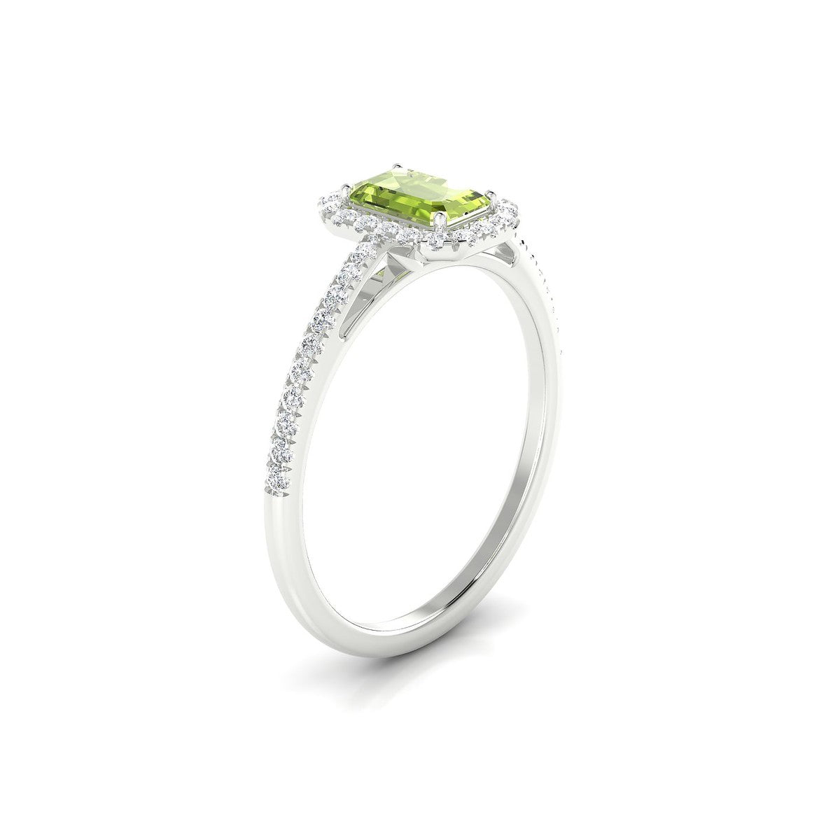 Sunrise | 18k White Gold 6 x 4 mm Emerald Peridot Ring