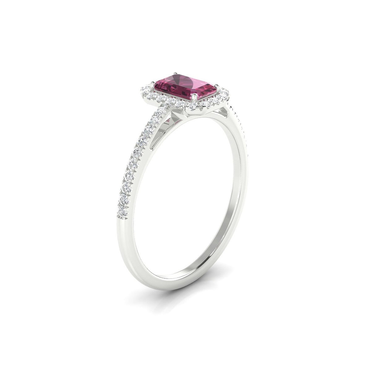 Sunrise | 18k White Gold 6 x 4 mm Emerald Rhodolite Ring