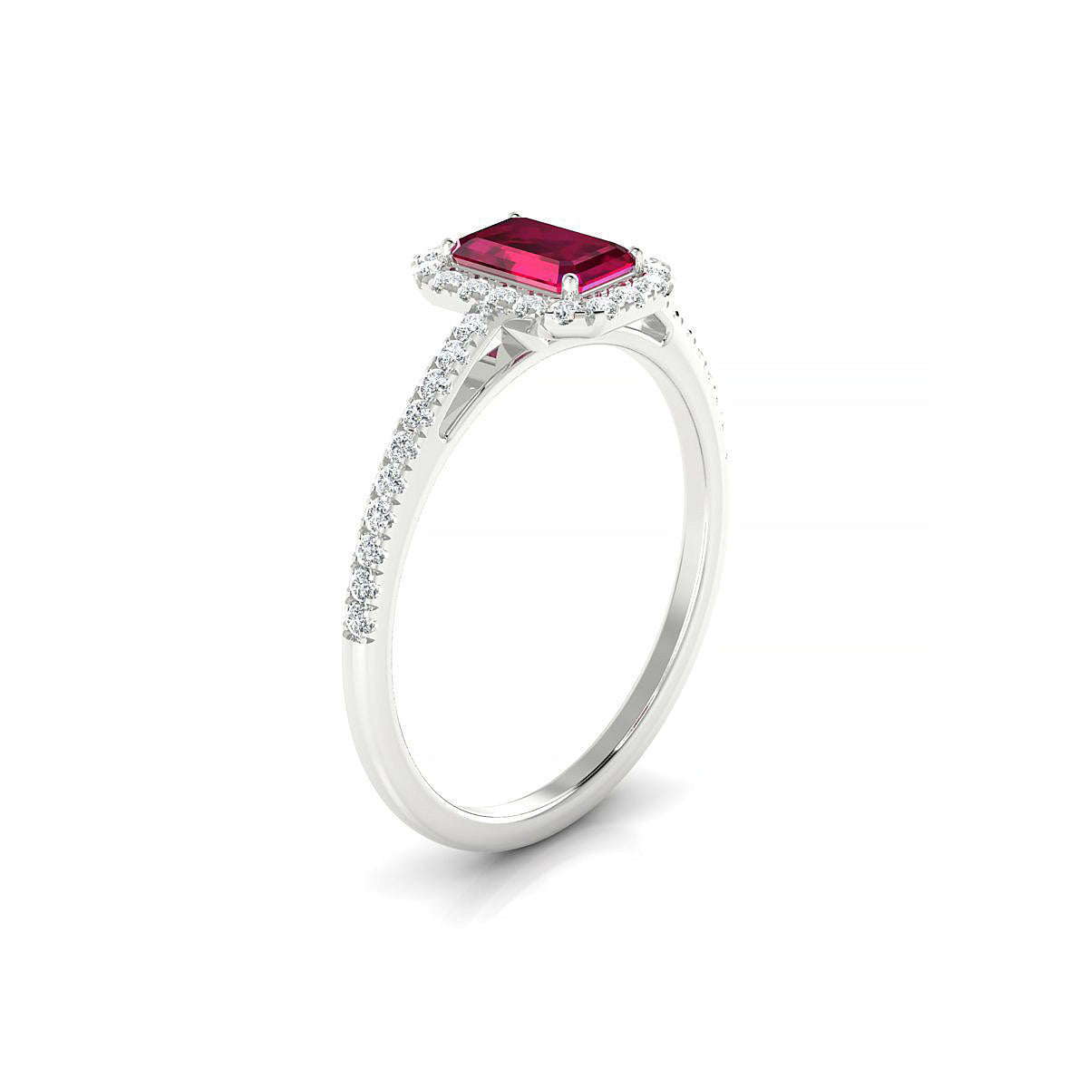 Sunrise | 18k White Gold 6 x 4 mm Emerald Ruby Ring