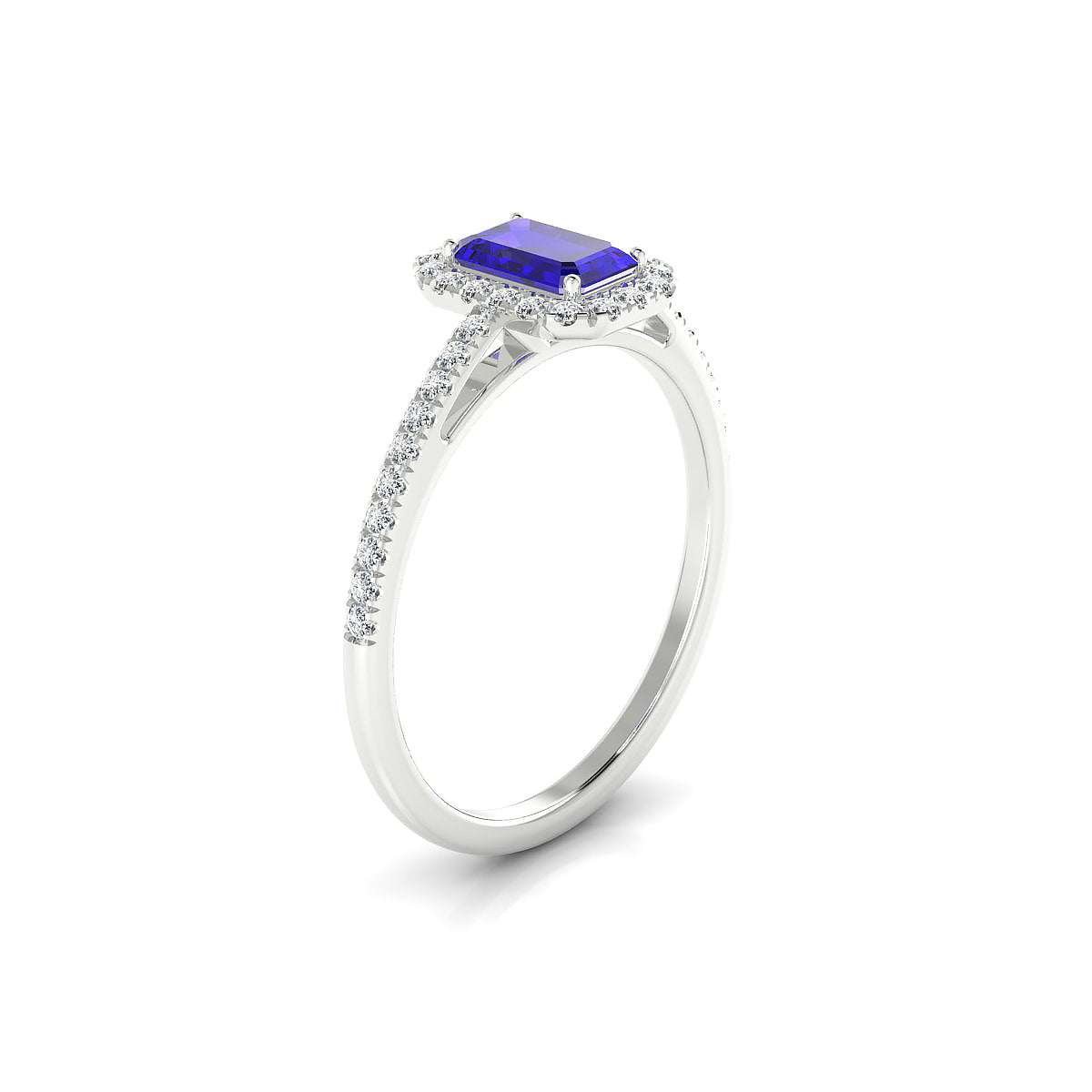 Sunrise | 18k White Gold 6 x 4 mm Emerald Tanzanite Ring