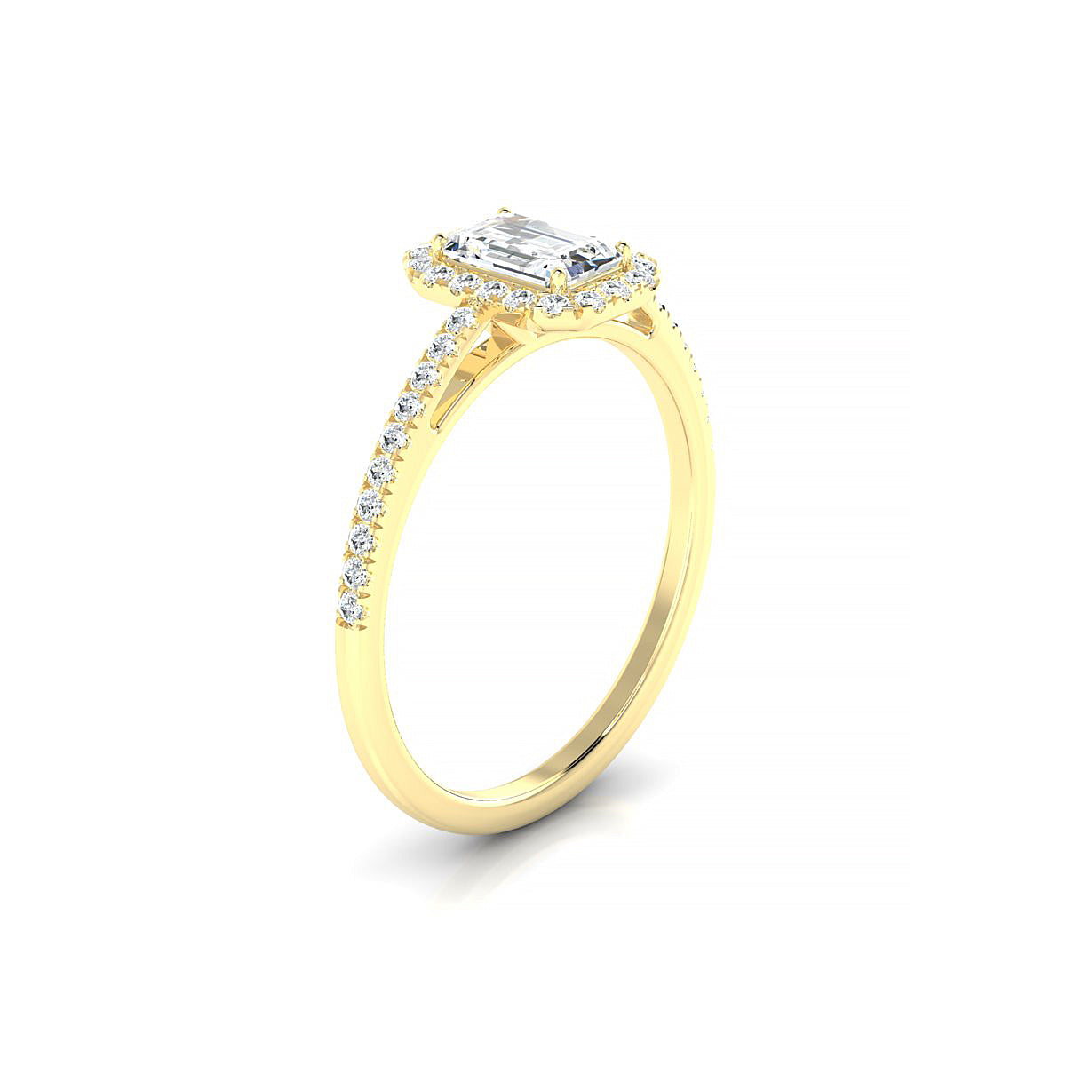 Sunrise | 18k Yellow Gold 6 x 4 mm Emerald Diamond Ring