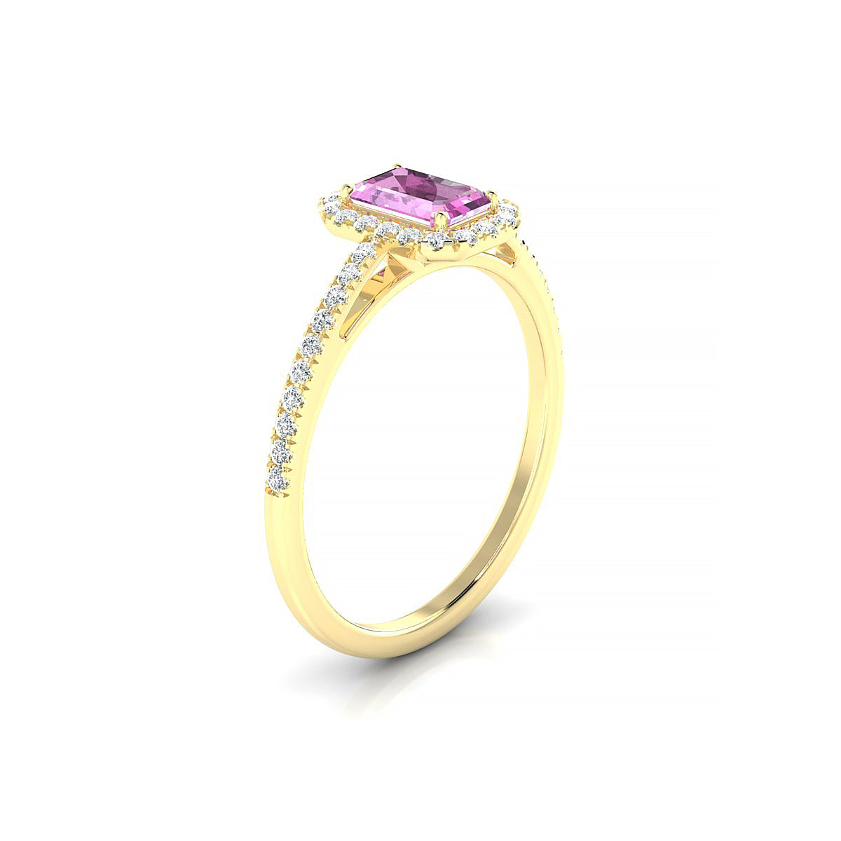 Sunrise | 18k Yellow Gold 6 x 4 mm Emerald Pink Sapphire Ring