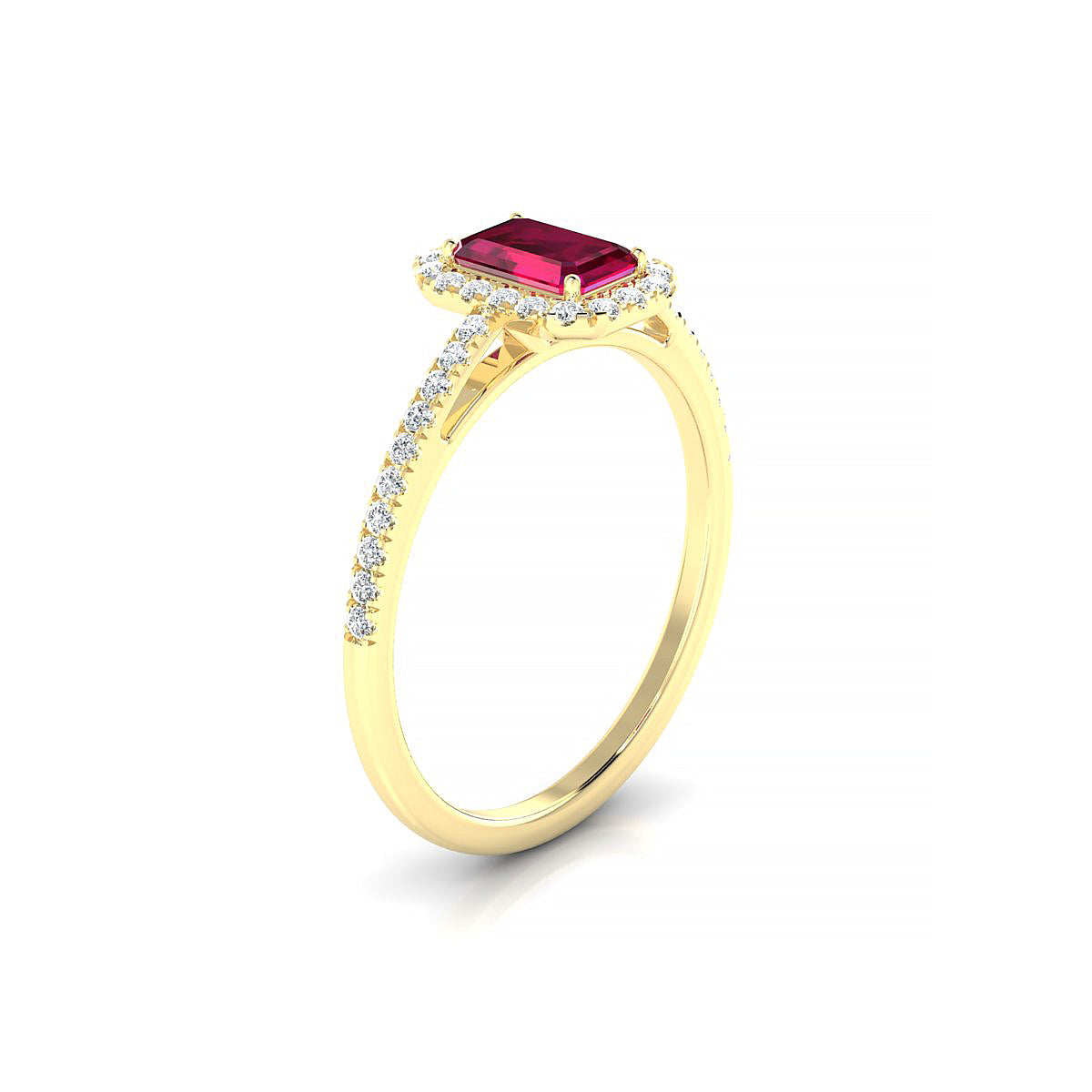 Sunrise | 18k Yellow Gold 6 x 4 mm Emerald Ruby Ring