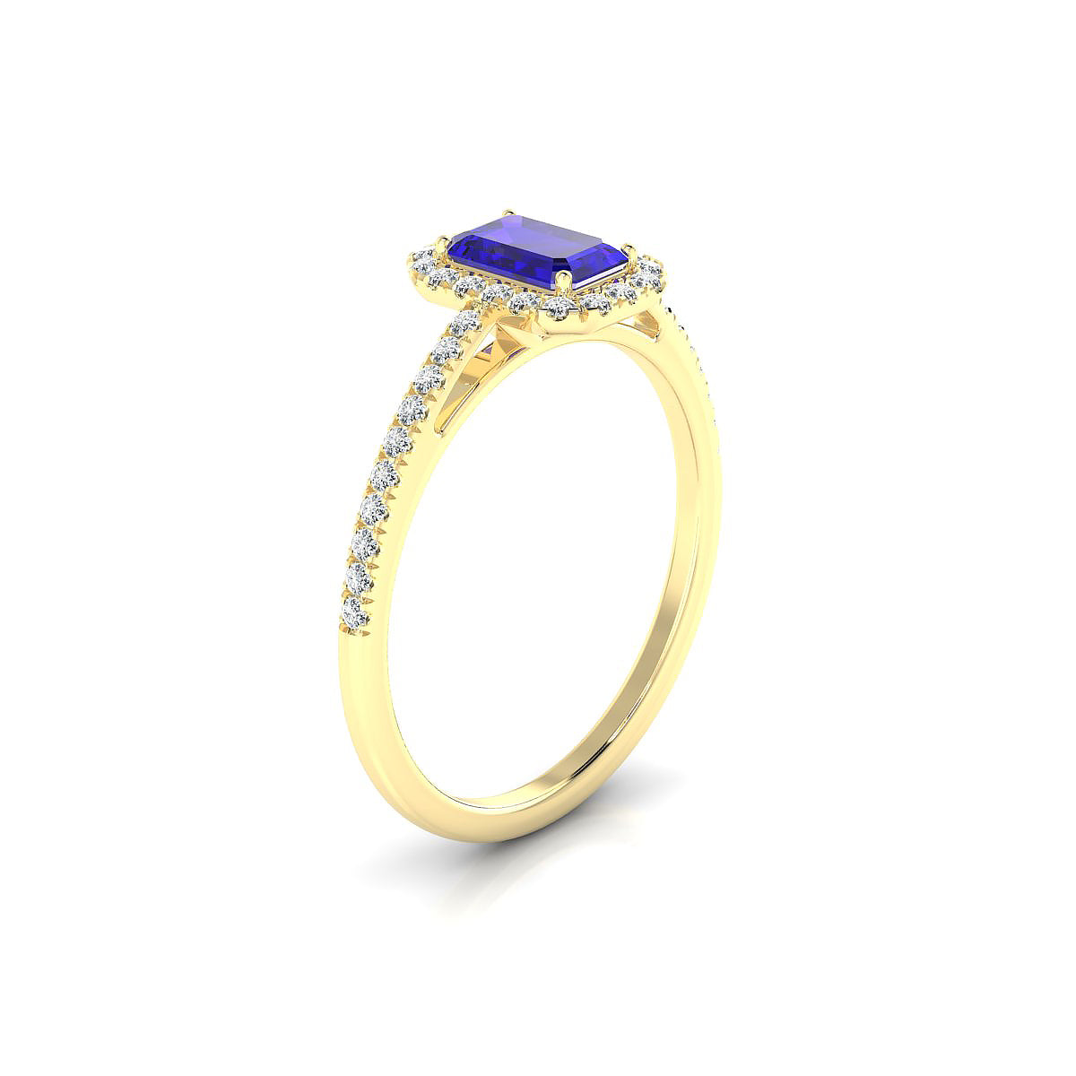 Sunrise | 18k Yellow Gold 6 x 4 mm Emerald Tanzanite Ring