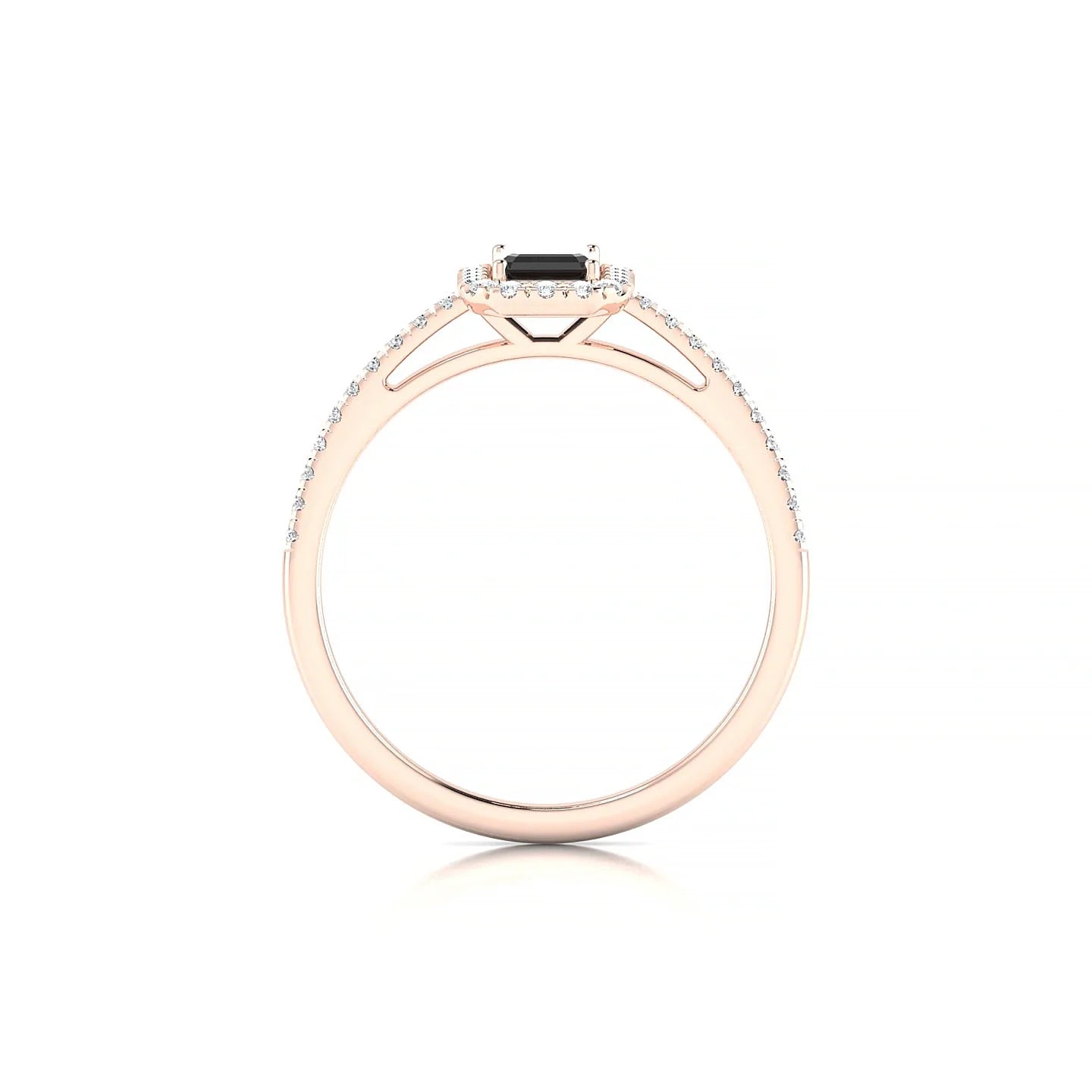 Sunrise | 18k Rose Gold 6 x 4 mm Emerald Black Diamond Ring