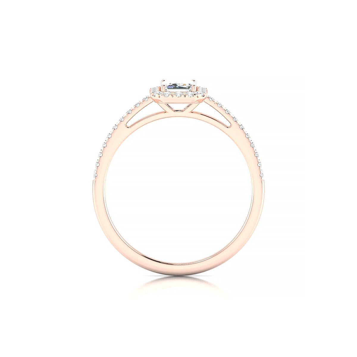 Sunrise | 18k Rose Gold 6 x 4 mm Emerald Diamond Ring