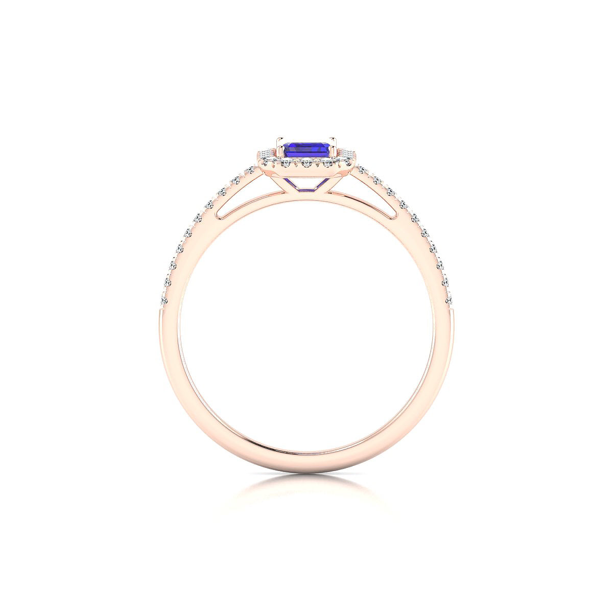 Sunrise | 18k Rose Gold 6 x 4 mm Emerald Tanzanite Ring