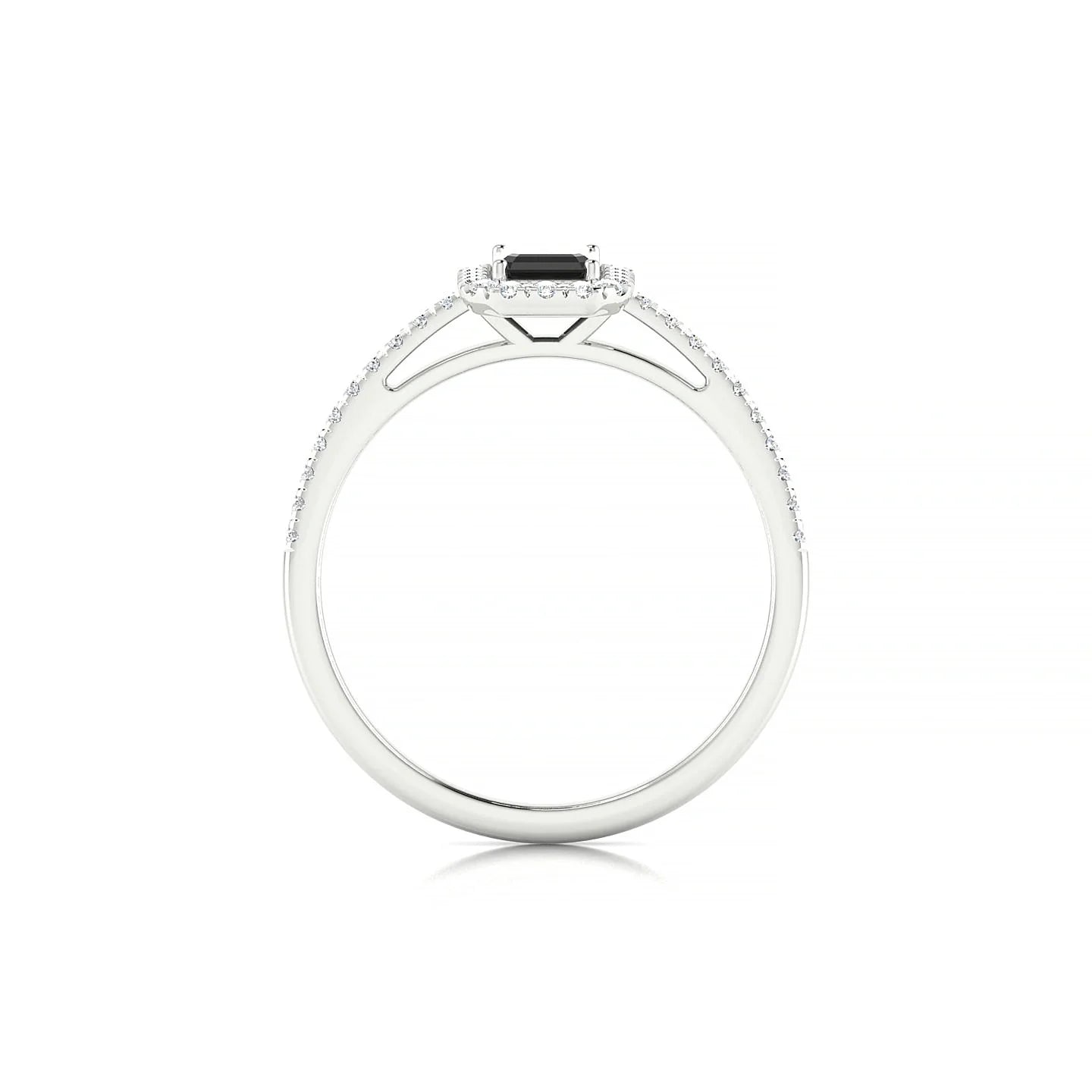 Sunrise | 18k White Gold 6 x 4 mm Emerald Black Diamond Ring