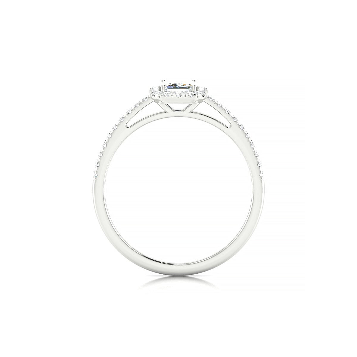 Sunrise | 18k White Gold 6 x 4 mm Emerald Diamond Ring