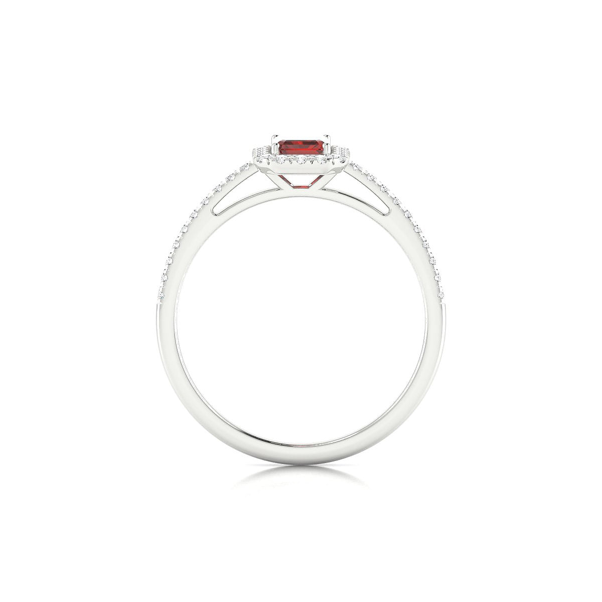 Sunrise | 18k White Gold 6 x 4 mm Emerald Garnet Ring