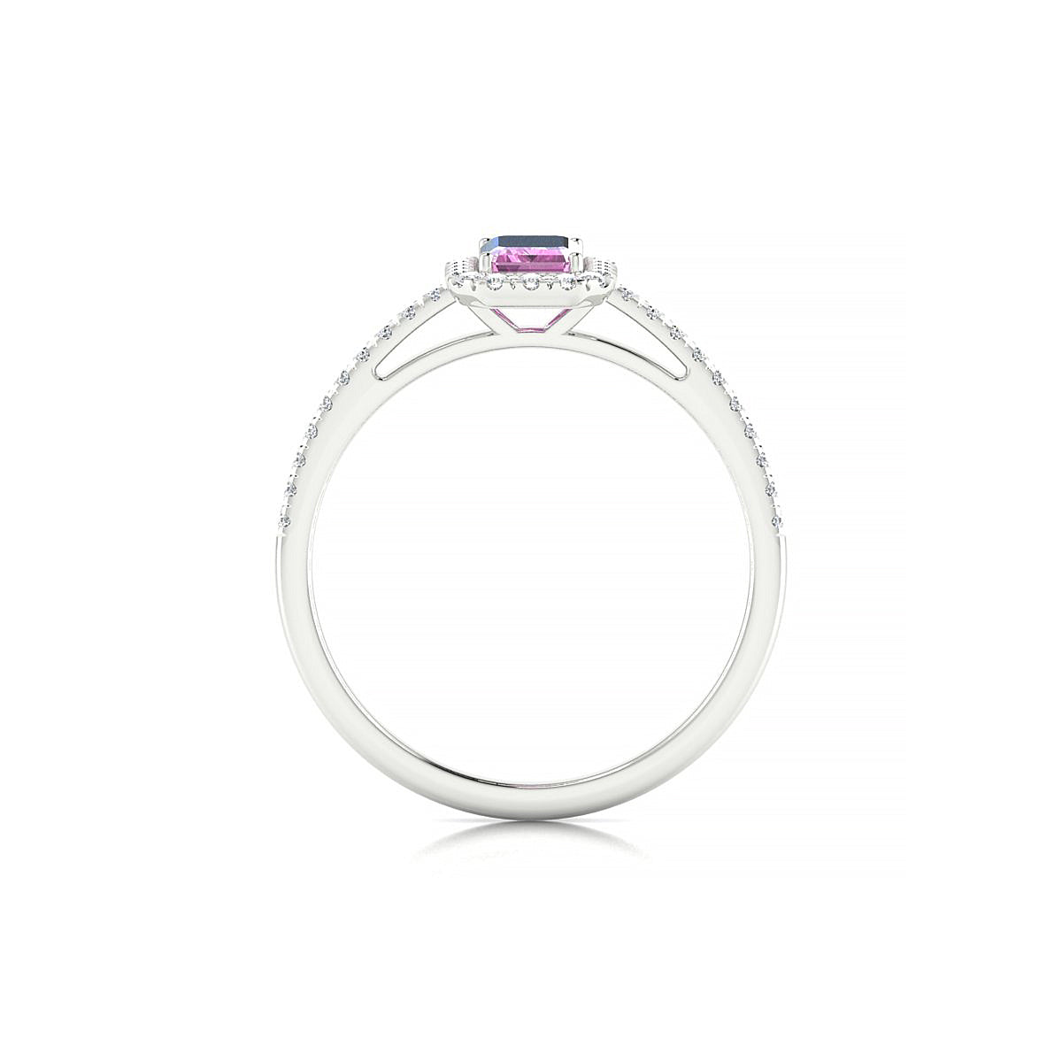 Sunrise | 18k White Gold 6 x 4 mm Emerald Pink Sapphire Ring
