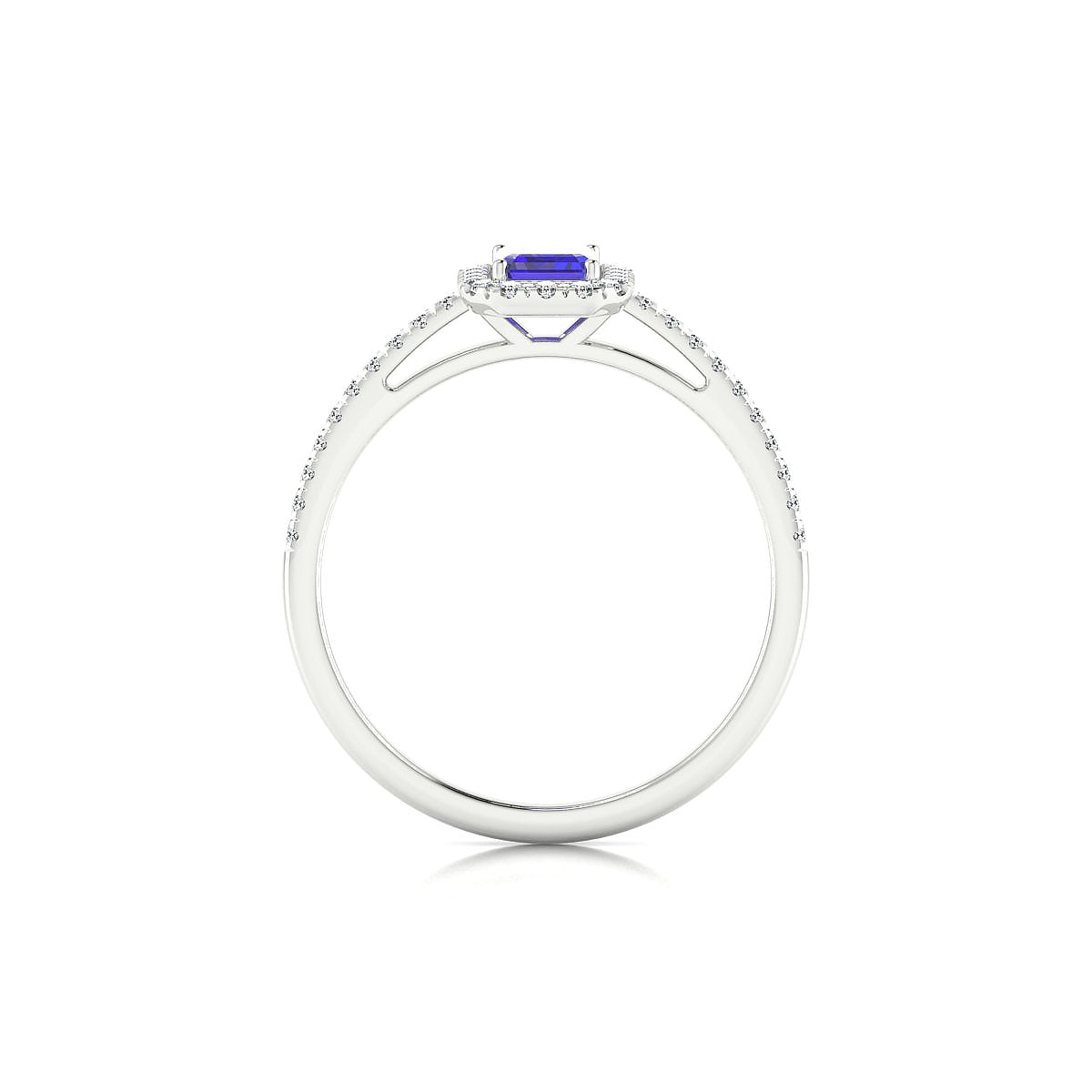 Sunrise | 18k White Gold 6 x 4 mm Emerald Tanzanite Ring