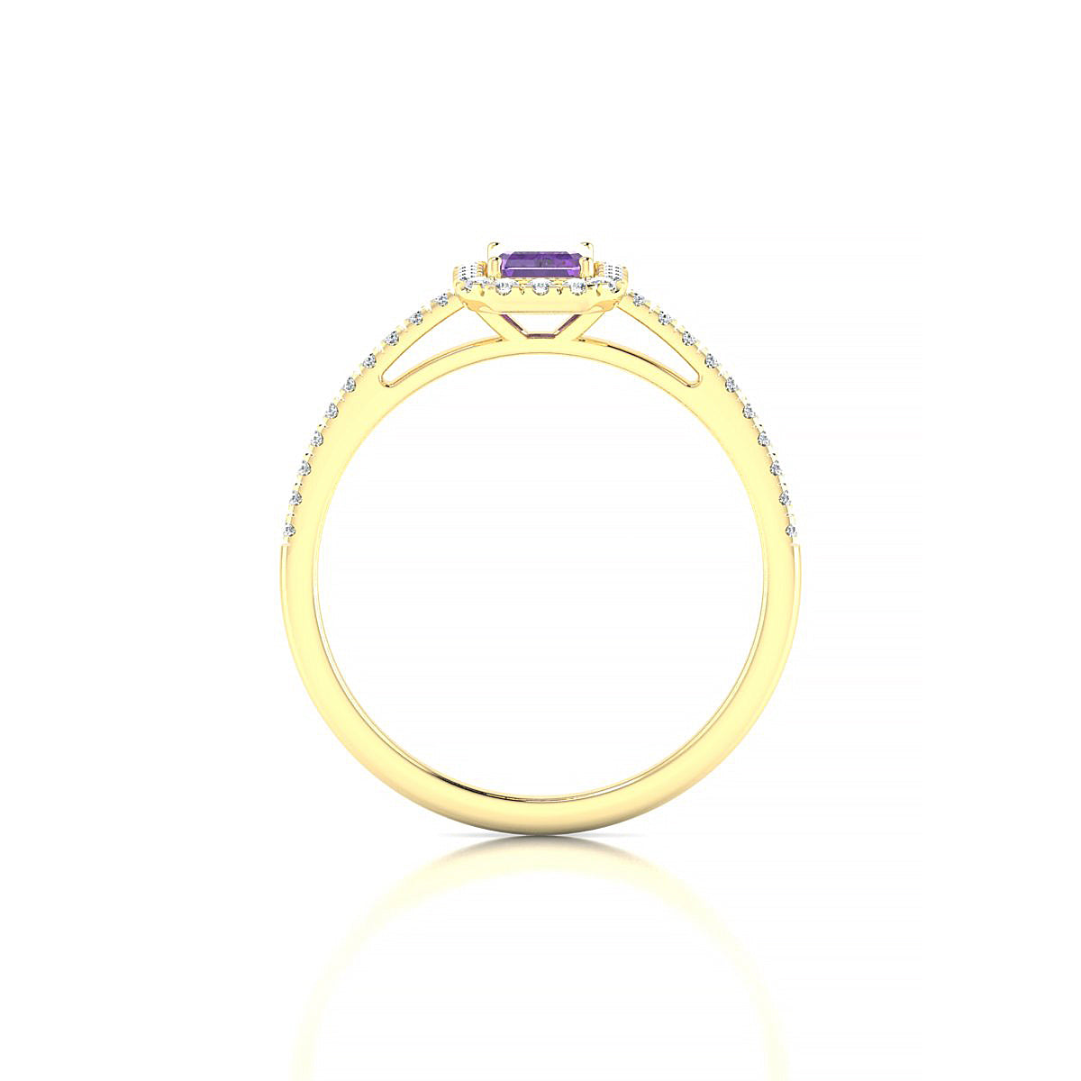 Sunrise | 18k Yellow Gold 6 x 4 mm Emerald Amethyst Ring