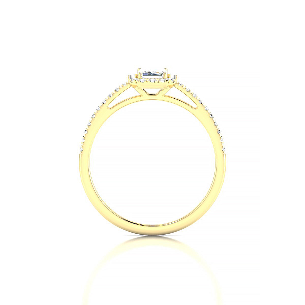 Sunrise | 18k Yellow Gold 6 x 4 mm Emerald Diamond Ring