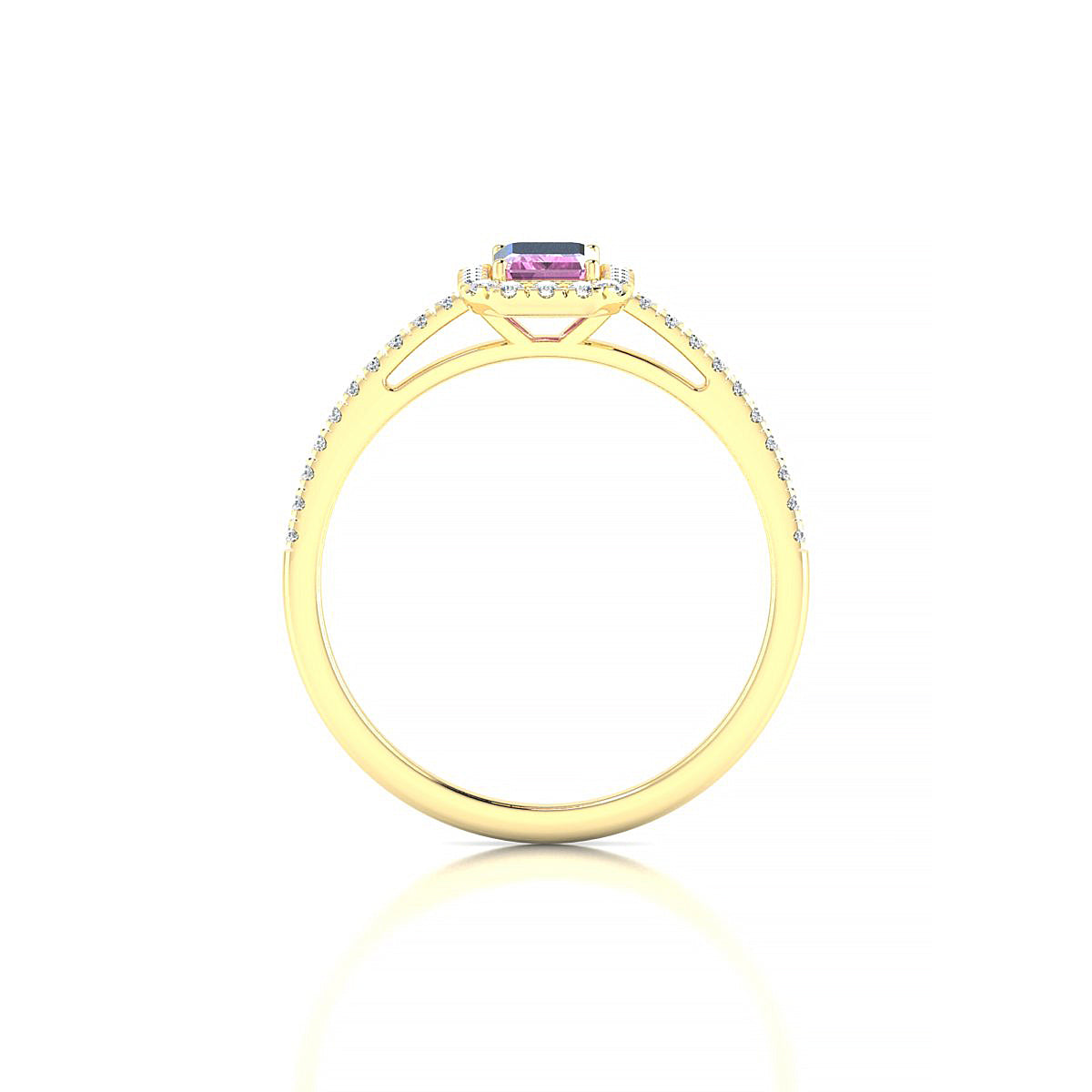 Sunrise | 18k Yellow Gold 6 x 4 mm Emerald Pink Sapphire Ring