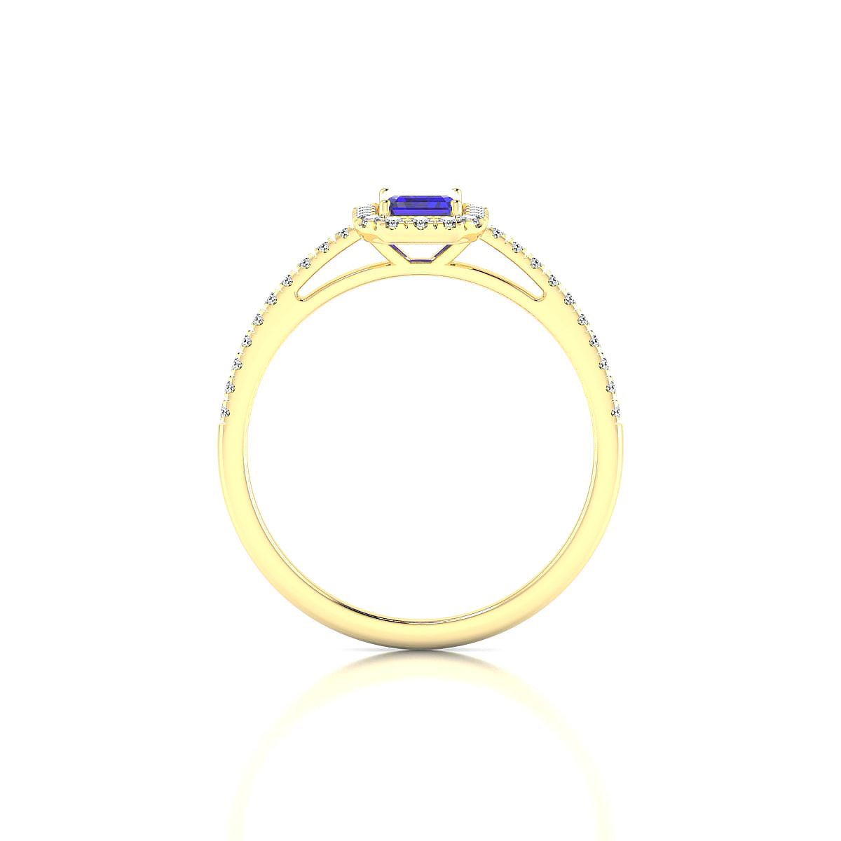 Sunrise | 18k Yellow Gold 6 x 4 mm Emerald Tanzanite Ring
