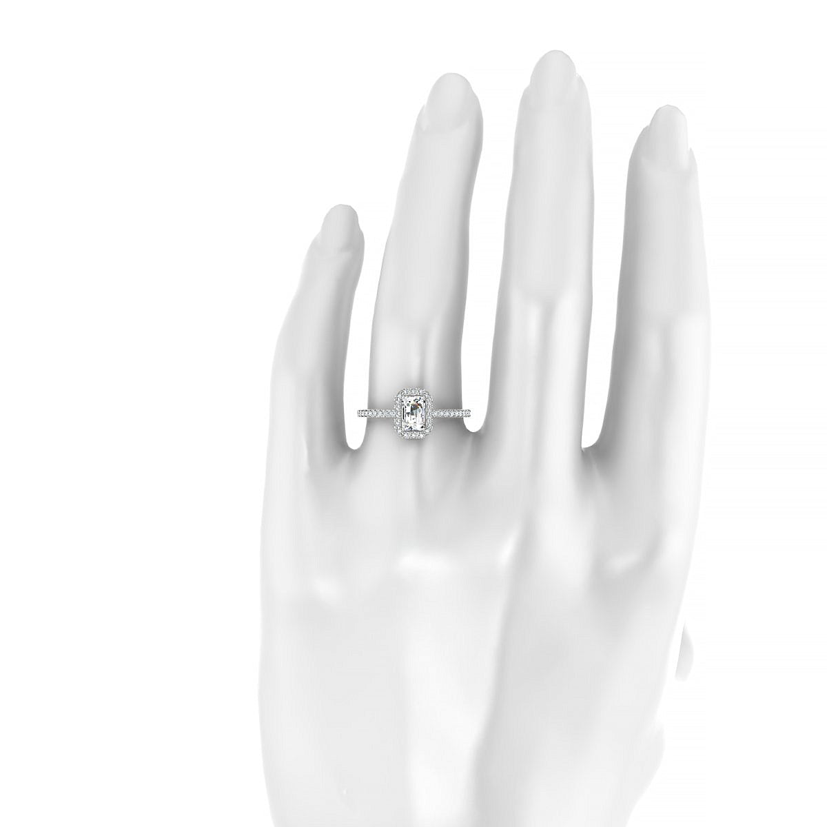 Sunrise | 18k White Gold 6 x 4 mm Emerald Diamond Ring