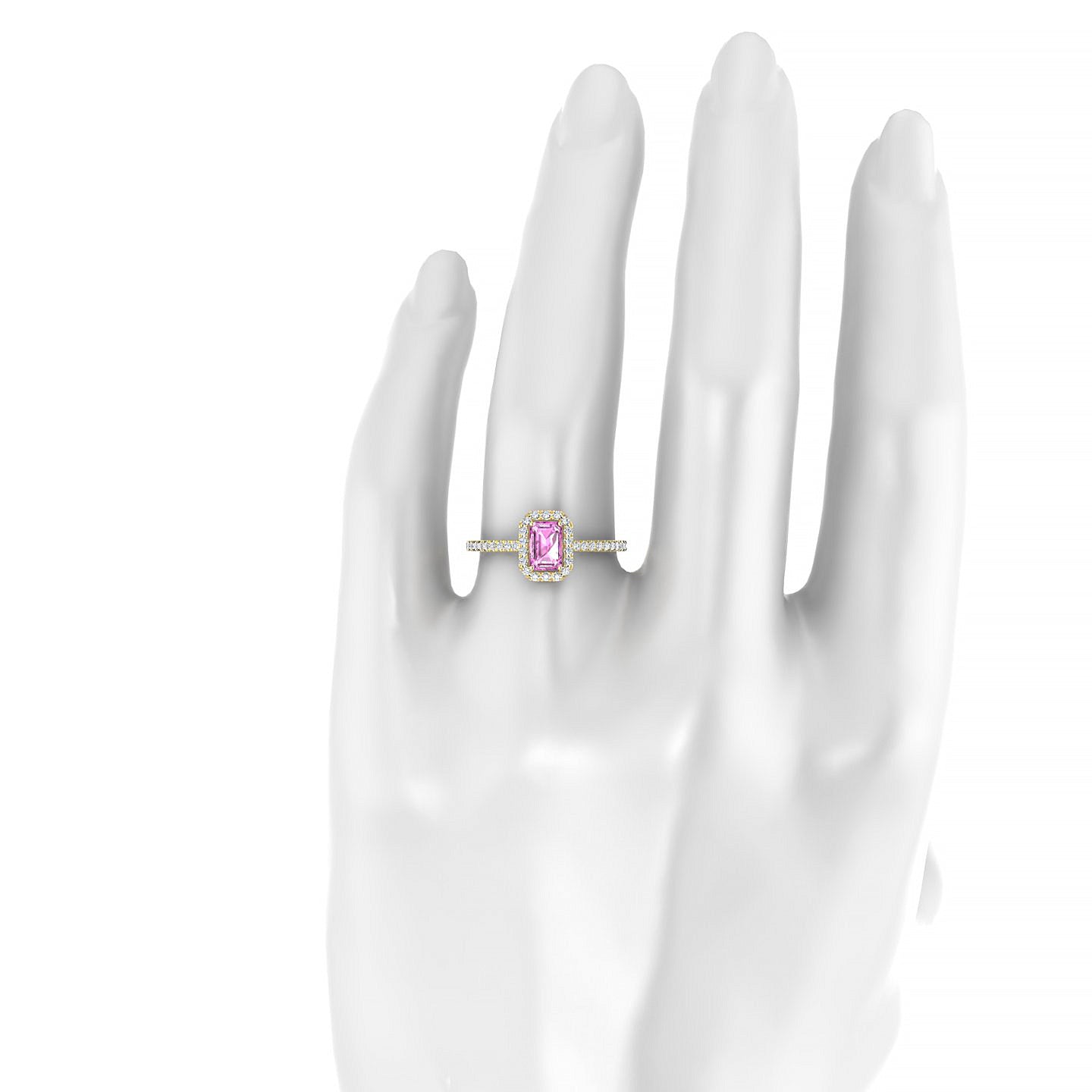 Sunrise | 18k Yellow Gold 6 x 4 mm Emerald Pink Sapphire Ring